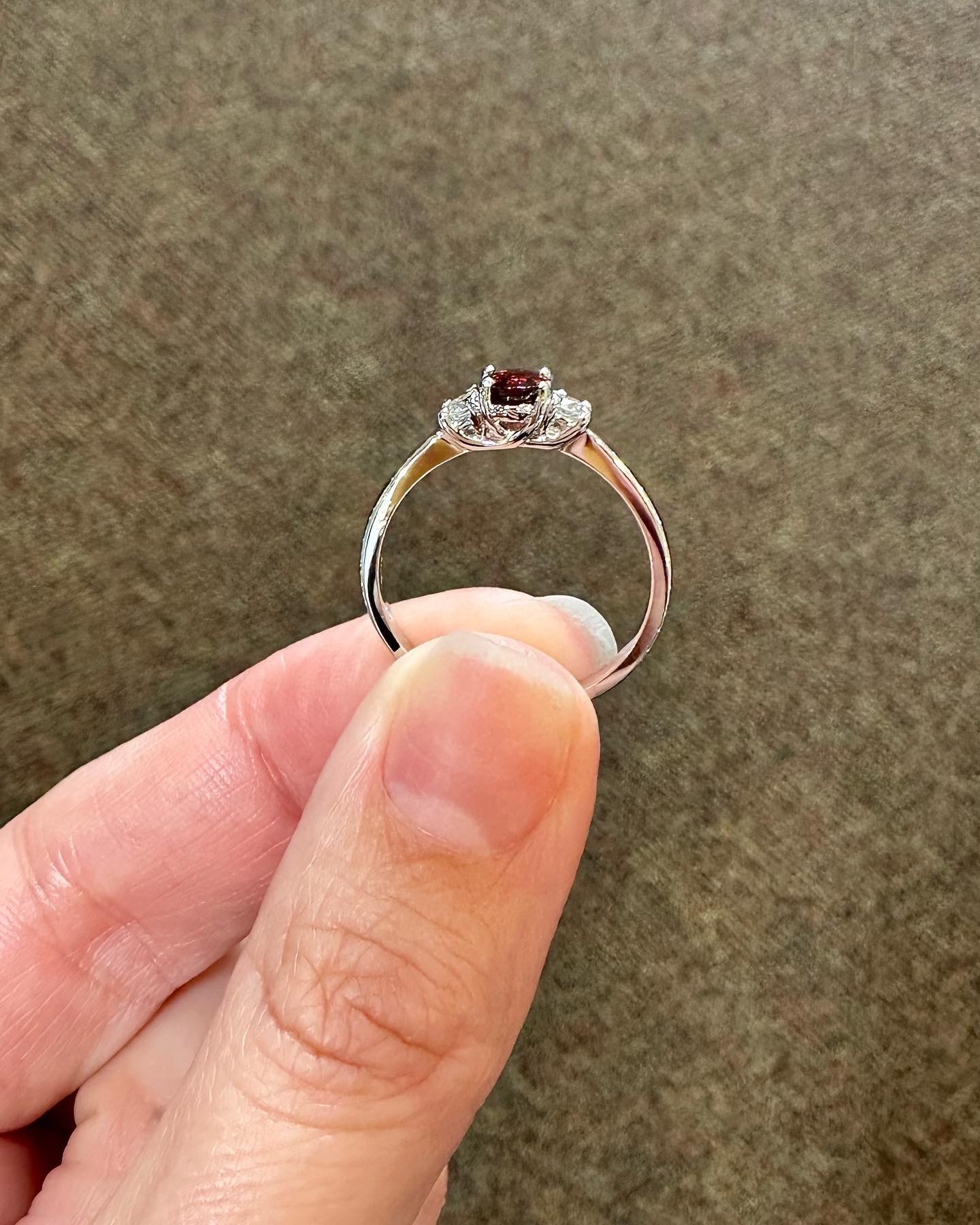 14k White Gold Genuine .60 Cttw Garnet & Diamond 3 Stone Ring - Image 16