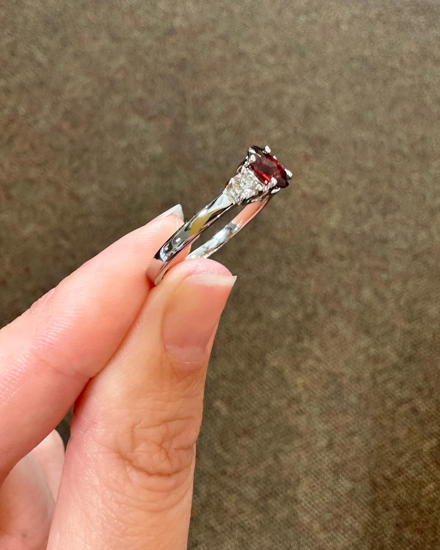 14k White Gold Genuine .60 Cttw Garnet & Diamond 3 Stone Ring - Image 13