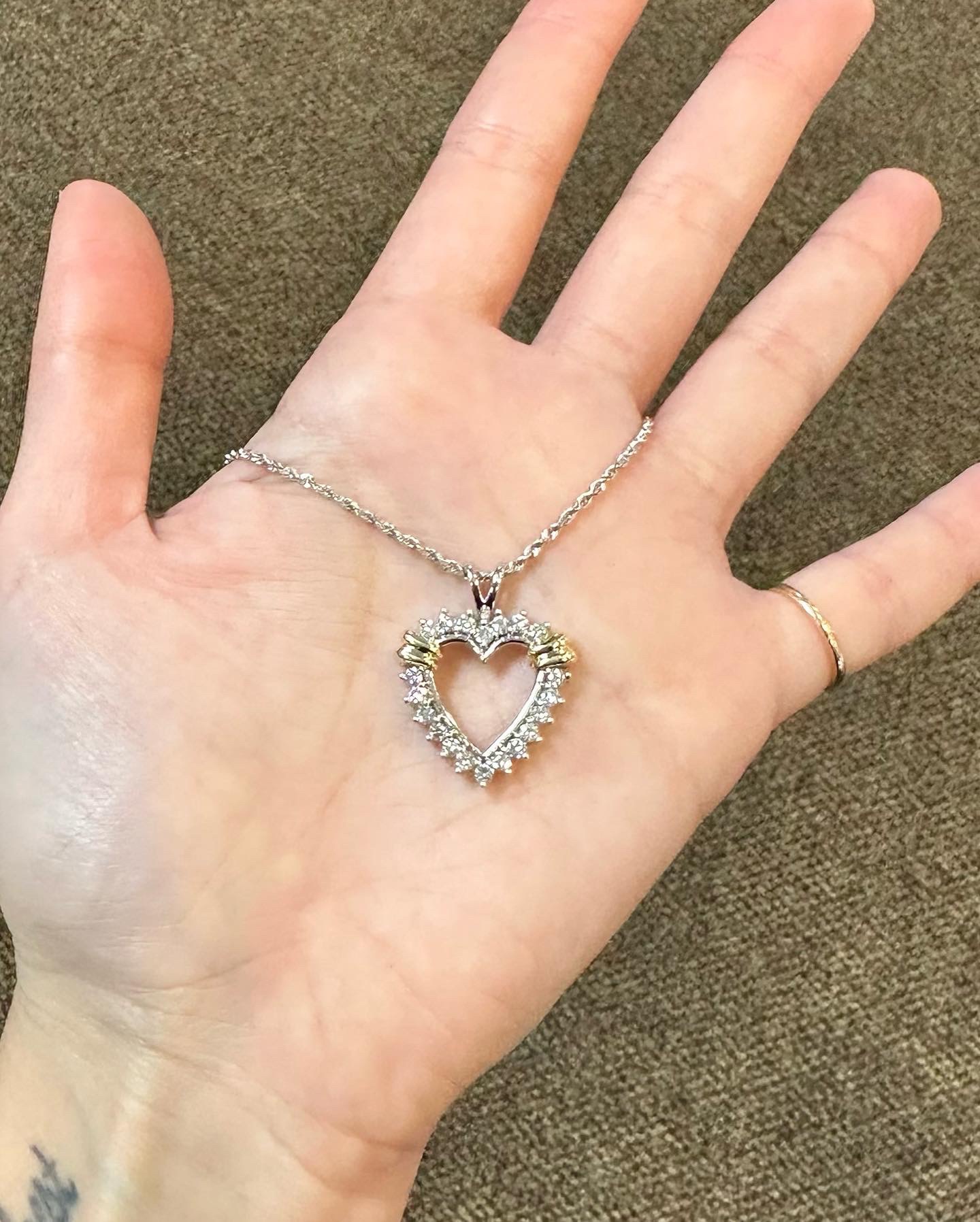 14k White Gold Genuine .86 Cttw Diamond Open Heart Pendant - Image 9