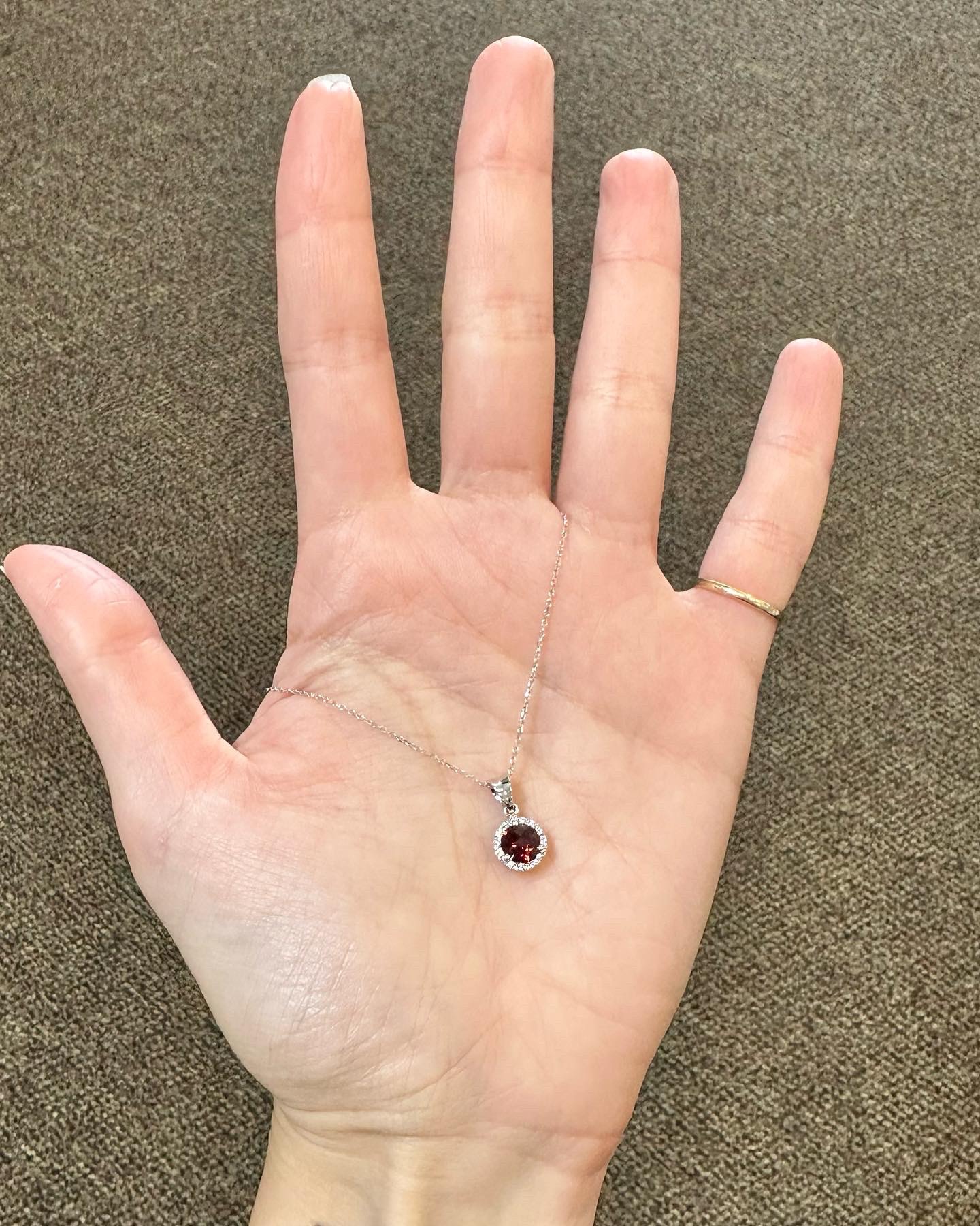 14k White Gold Genuine .99 Cttw Garnet & Diamond Halo Pendant - Image 9