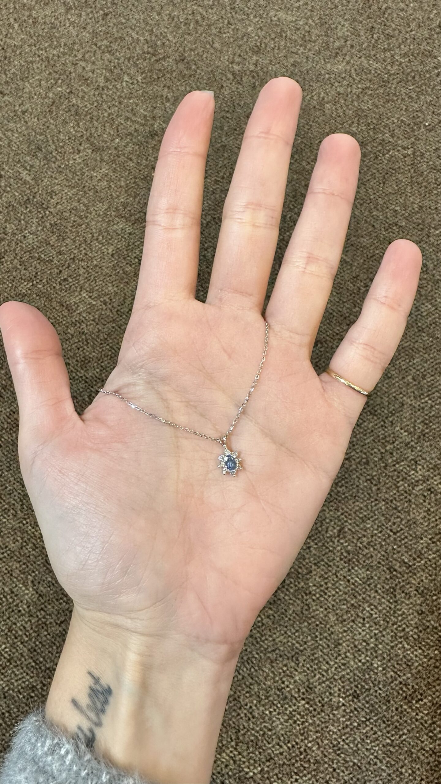 14k White Gold Genuine Aquamarine & Diamond Cluster Pendant - Image 8