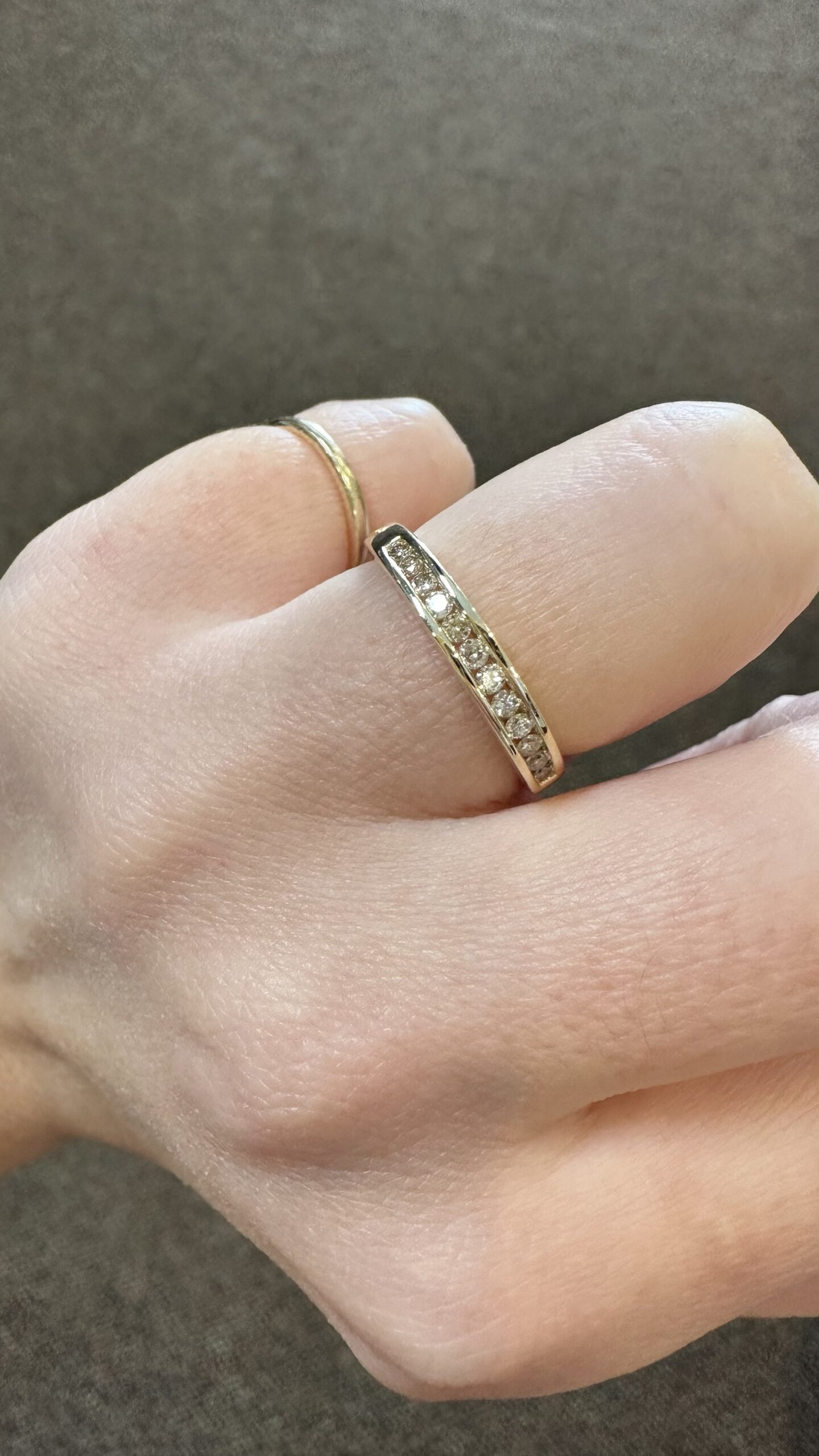 14k Yellow Gold Genuine .18 Cttw Channel Set Diamond Band - Image 7