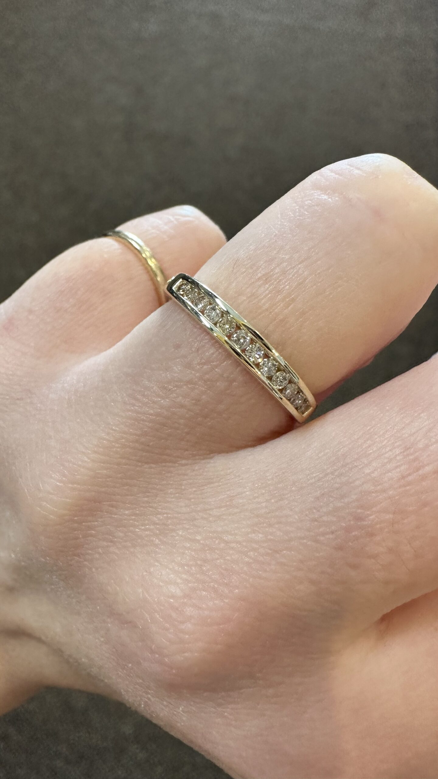 14k Yellow Gold Genuine .18 Cttw Channel Set Diamond Band - Image 8