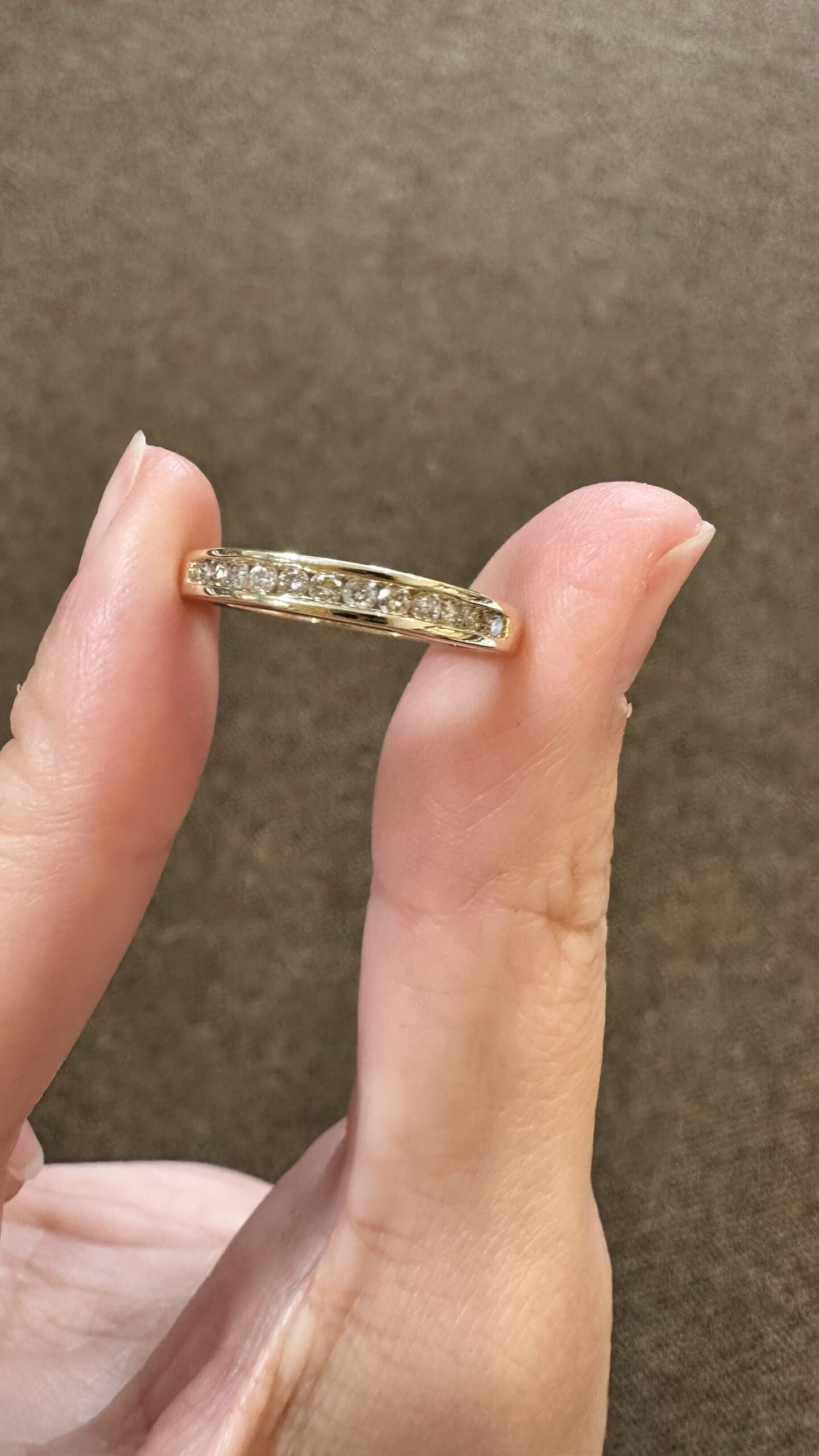 14k Yellow Gold Genuine .18 Cttw Channel Set Diamond Band - Image 2