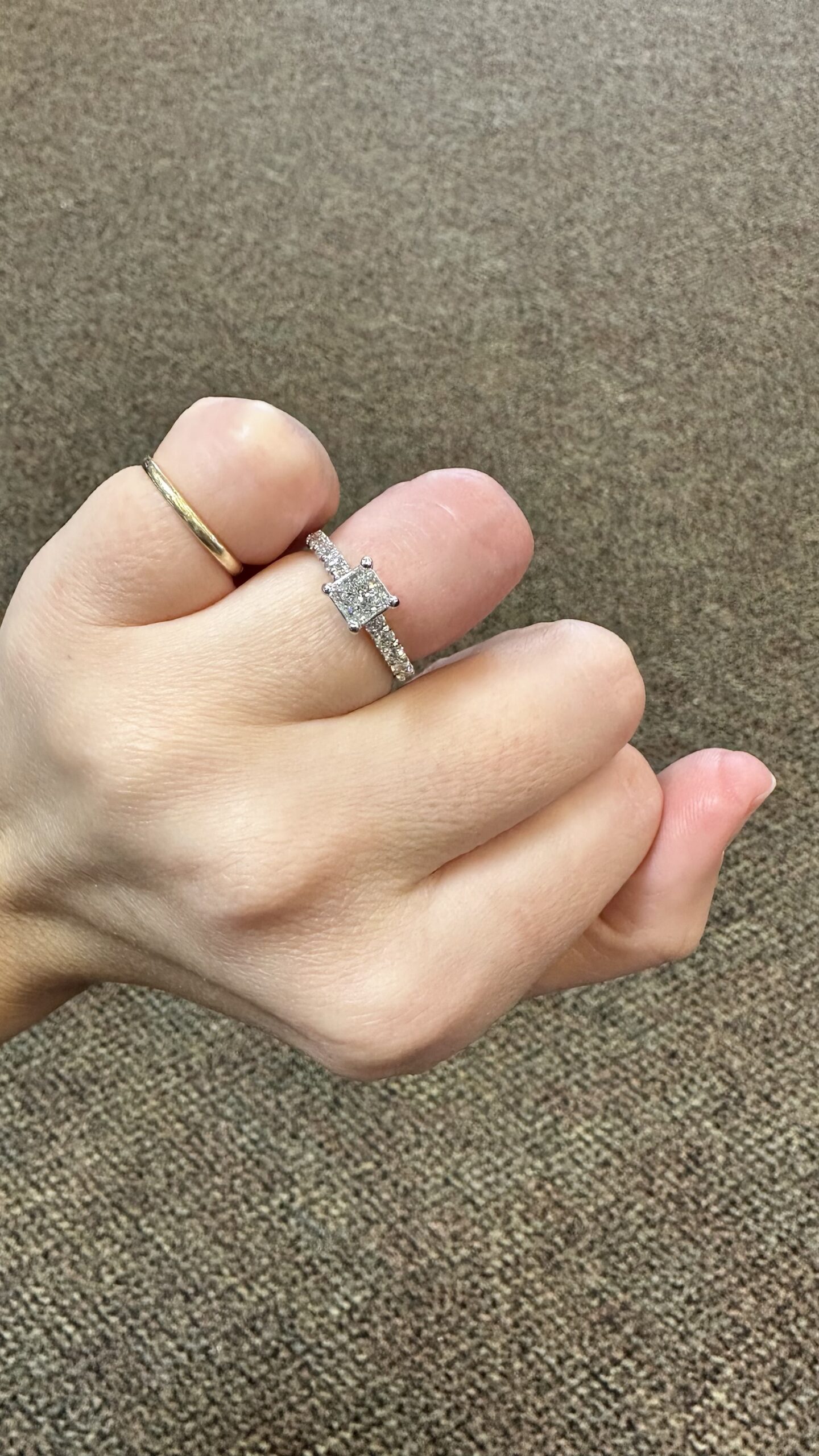 18k White Gold .70 Carat Princess Cut Diamond Engagement Ring - Image 26