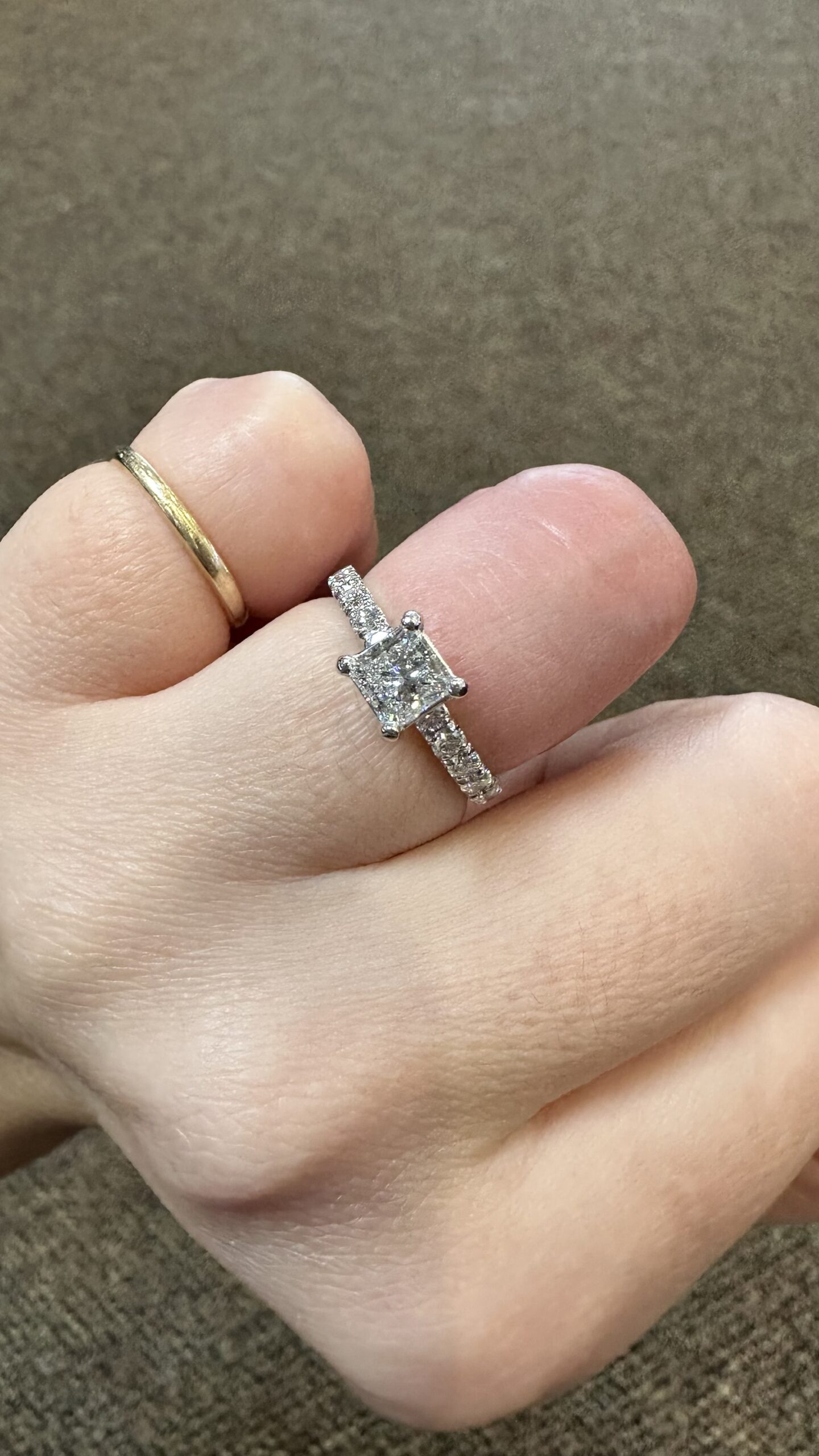 18k White Gold .70 Carat Princess Cut Diamond Engagement Ring - Image 25