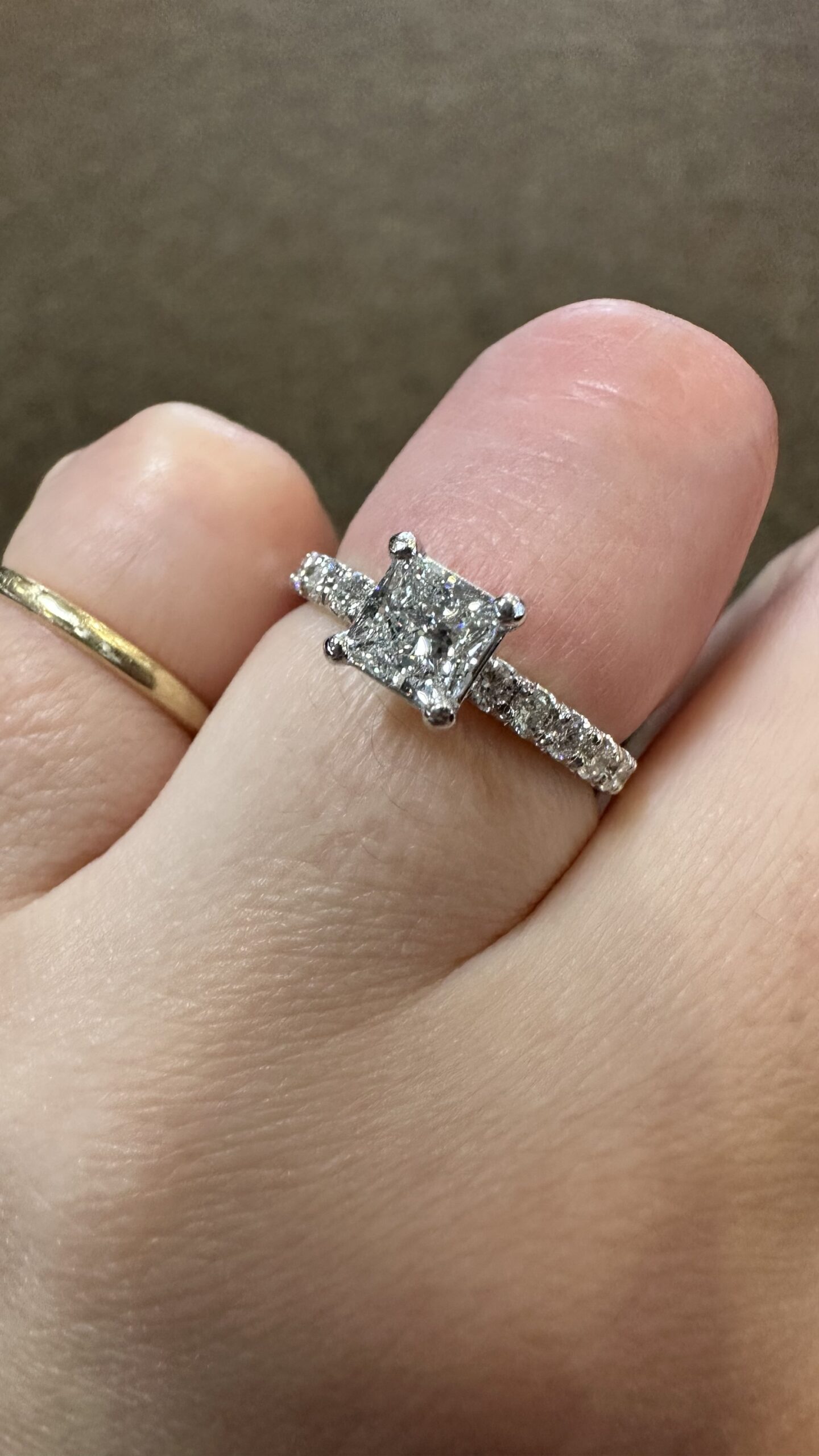 18k White Gold .70 Carat Princess Cut Diamond Engagement Ring - Image 24