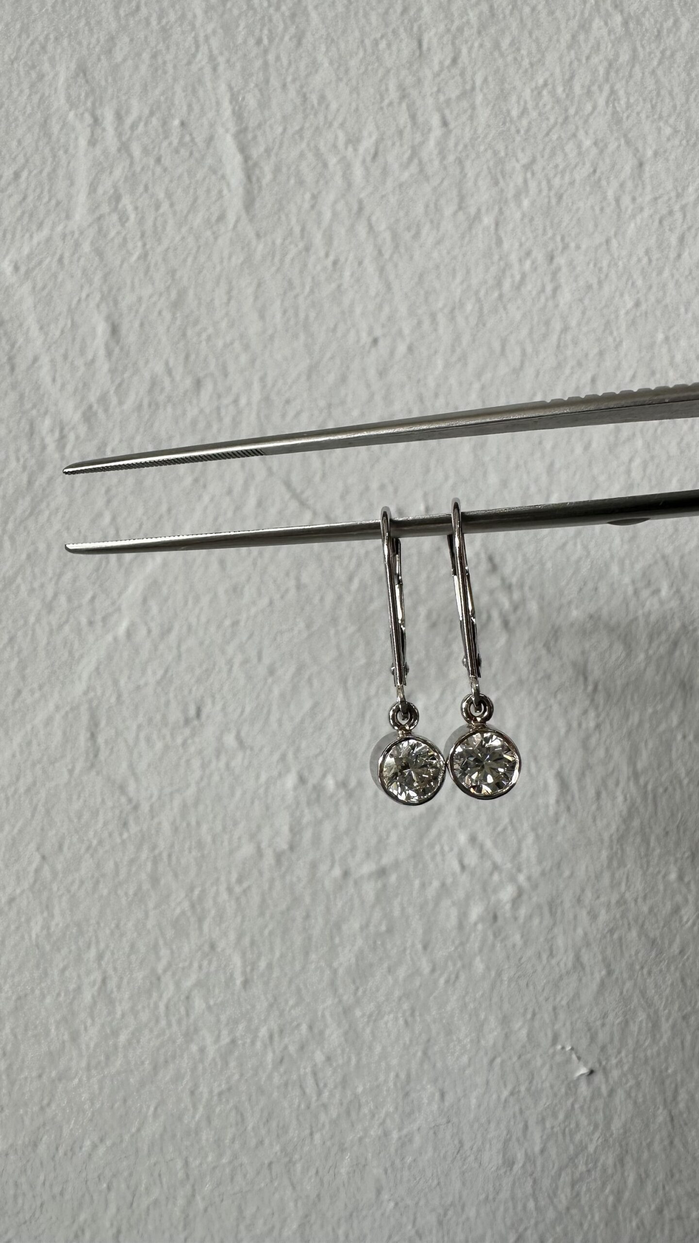 14k White Gold Genuine .81 Cttw Ideal Cut Round Brilliant Cut Diamond Bezel Set Leverback Dangle Earrings - Image 5