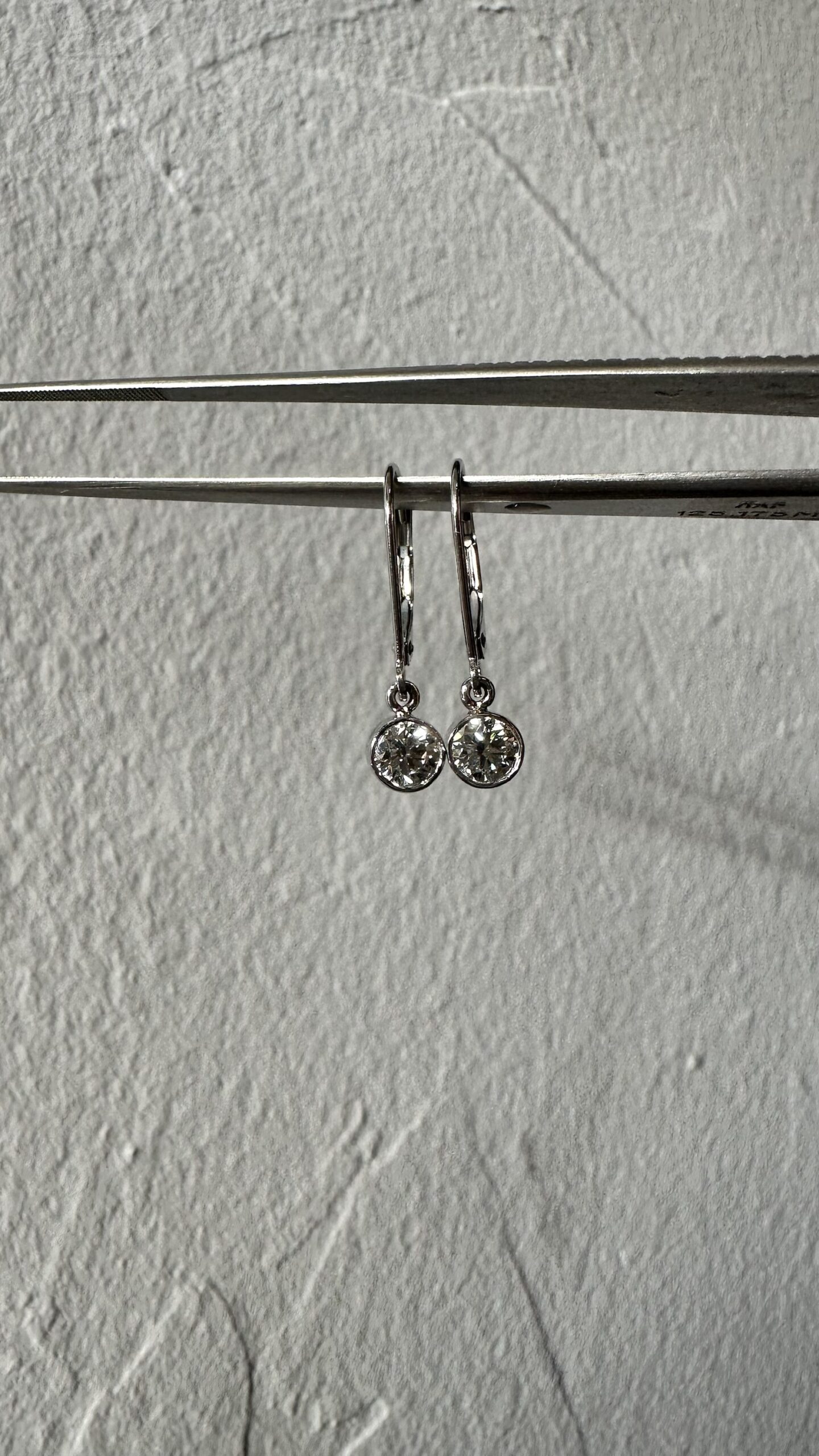 14k White Gold Genuine .81 Cttw Ideal Cut Round Brilliant Cut Diamond Bezel Set Leverback Dangle Earrings - Image 8