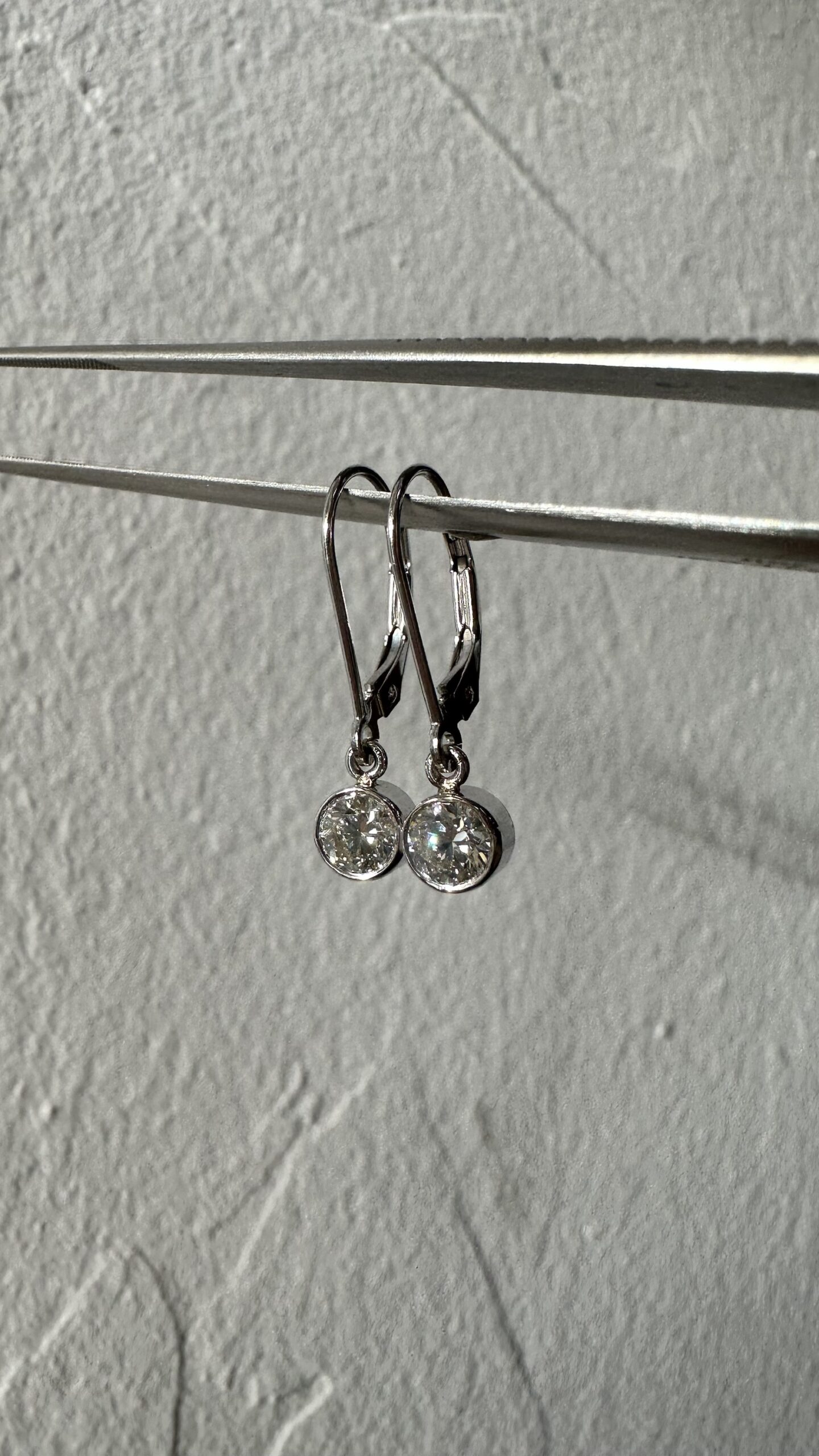 14k White Gold Genuine .81 Cttw Ideal Cut Round Brilliant Cut Diamond Bezel Set Leverback Dangle Earrings - Image 9