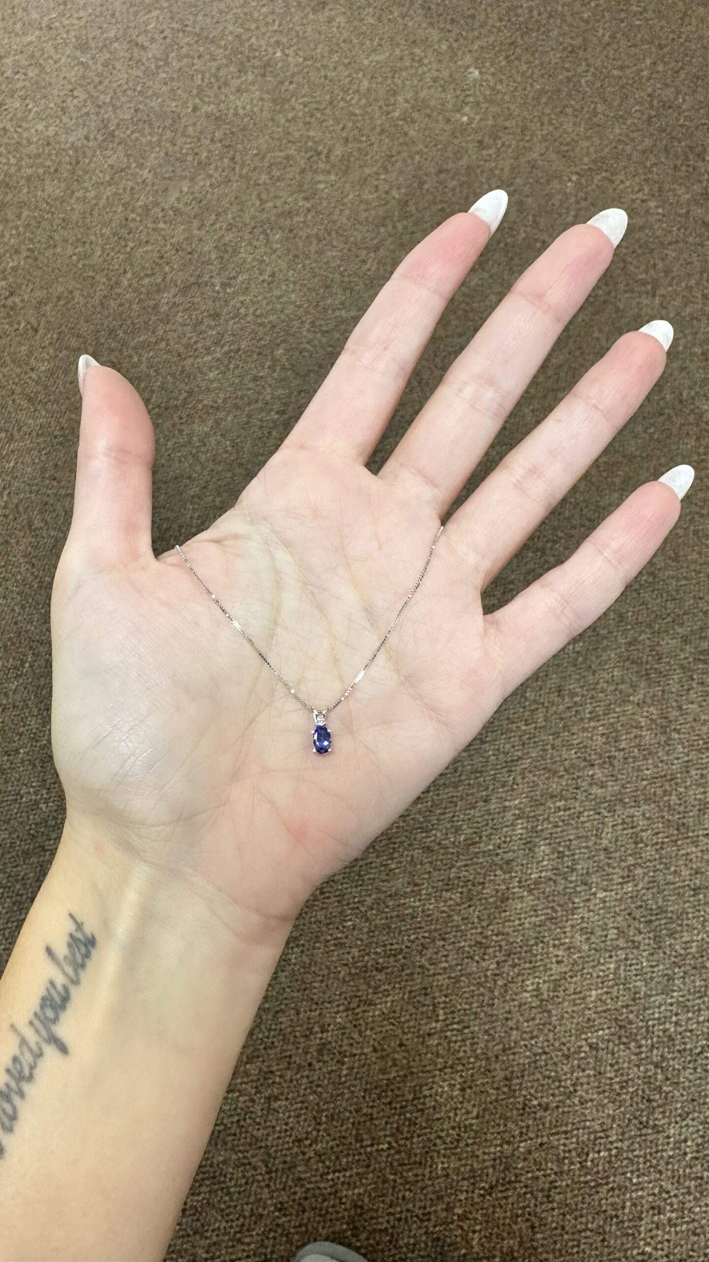 14k White Gold Genuine 6 x 4 MM Tanzanite & Diamond Pendant - Image 16