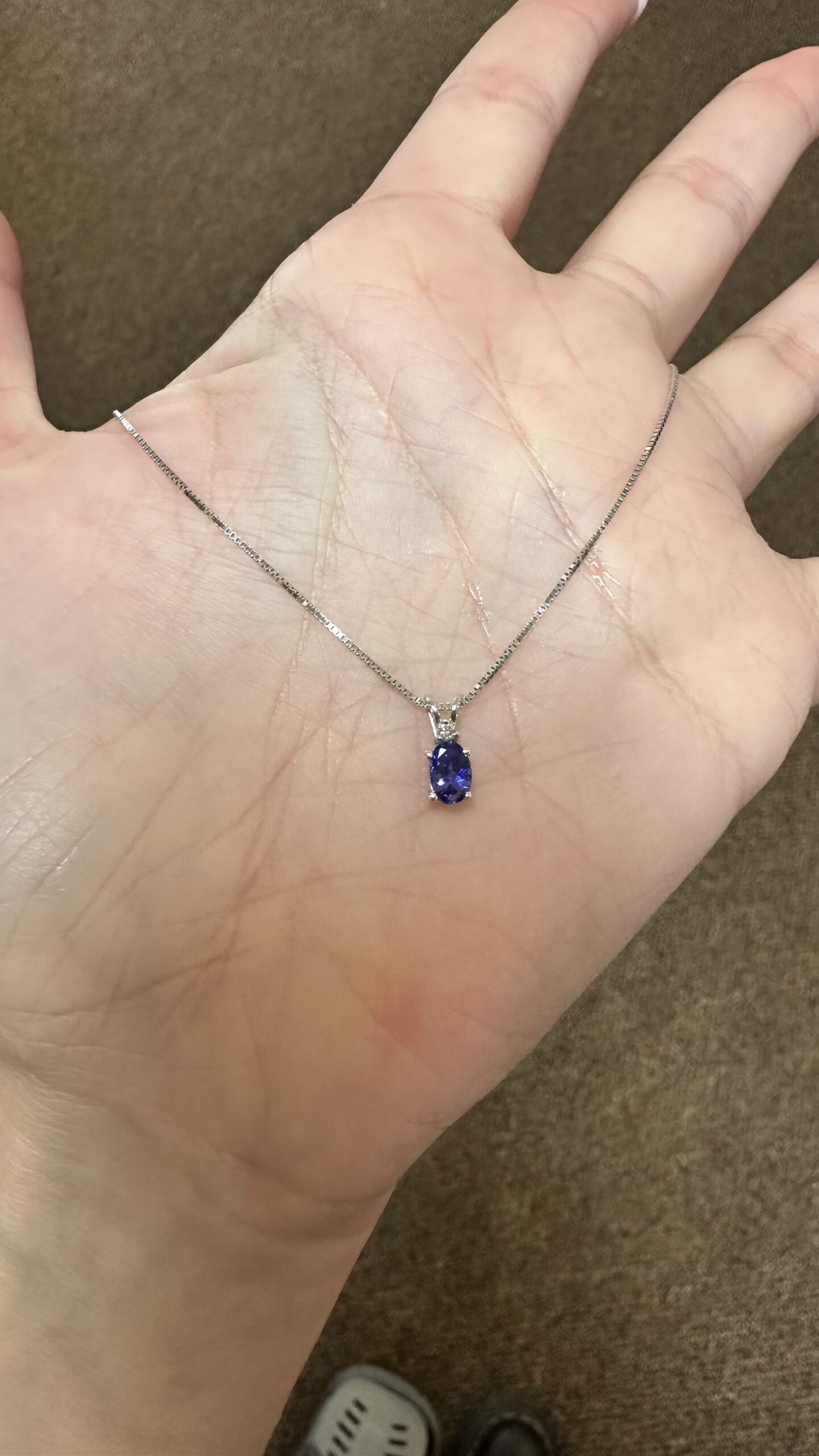 14k White Gold Genuine 6 x 4 MM Tanzanite & Diamond Pendant - Image 15