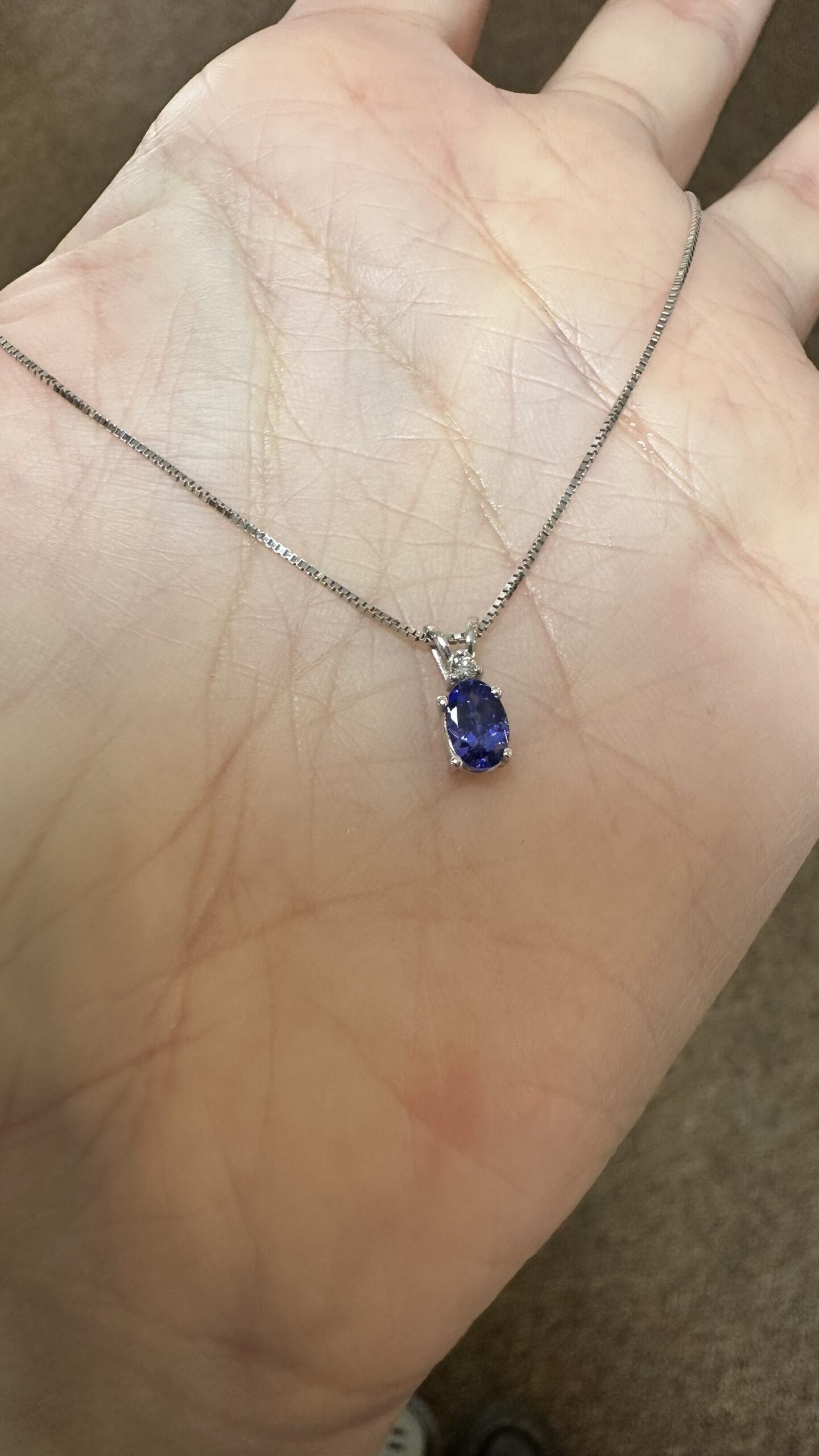 14k White Gold Genuine 6 x 4 MM Tanzanite & Diamond Pendant - Image 14