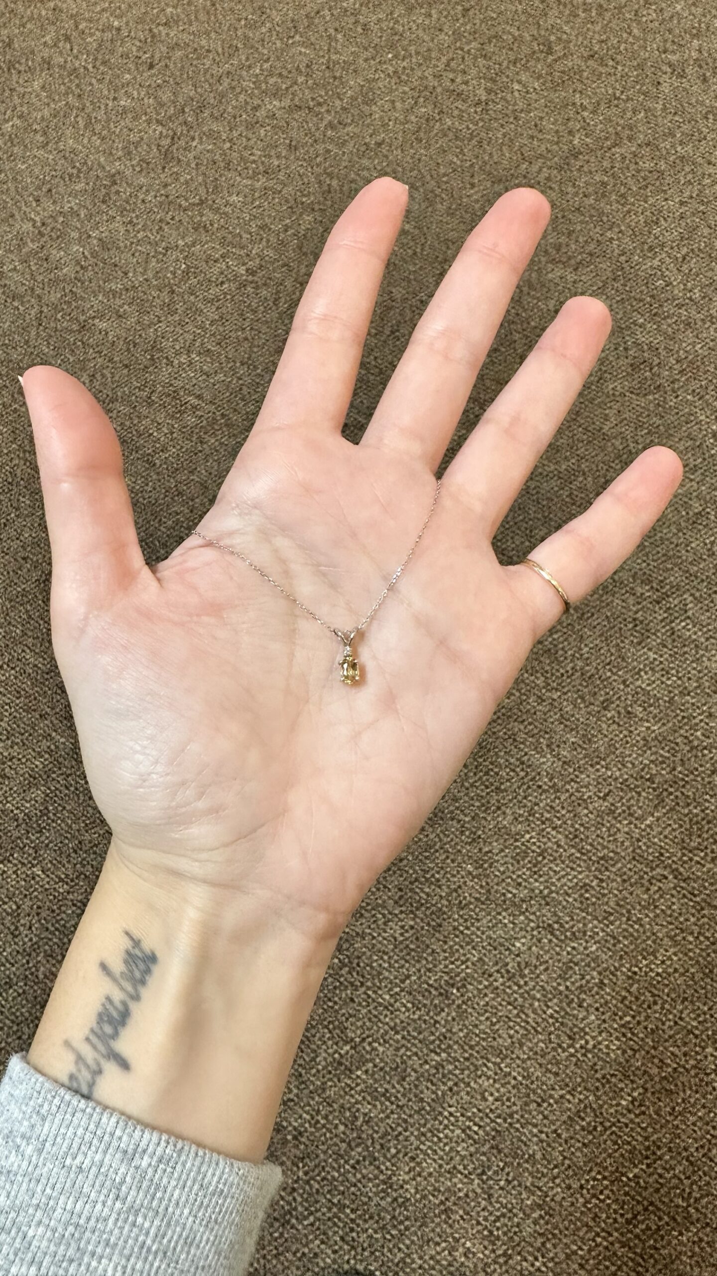 14k White Gold Genuine .54 Cttw Citrine & Diamond Pendant - Image 8