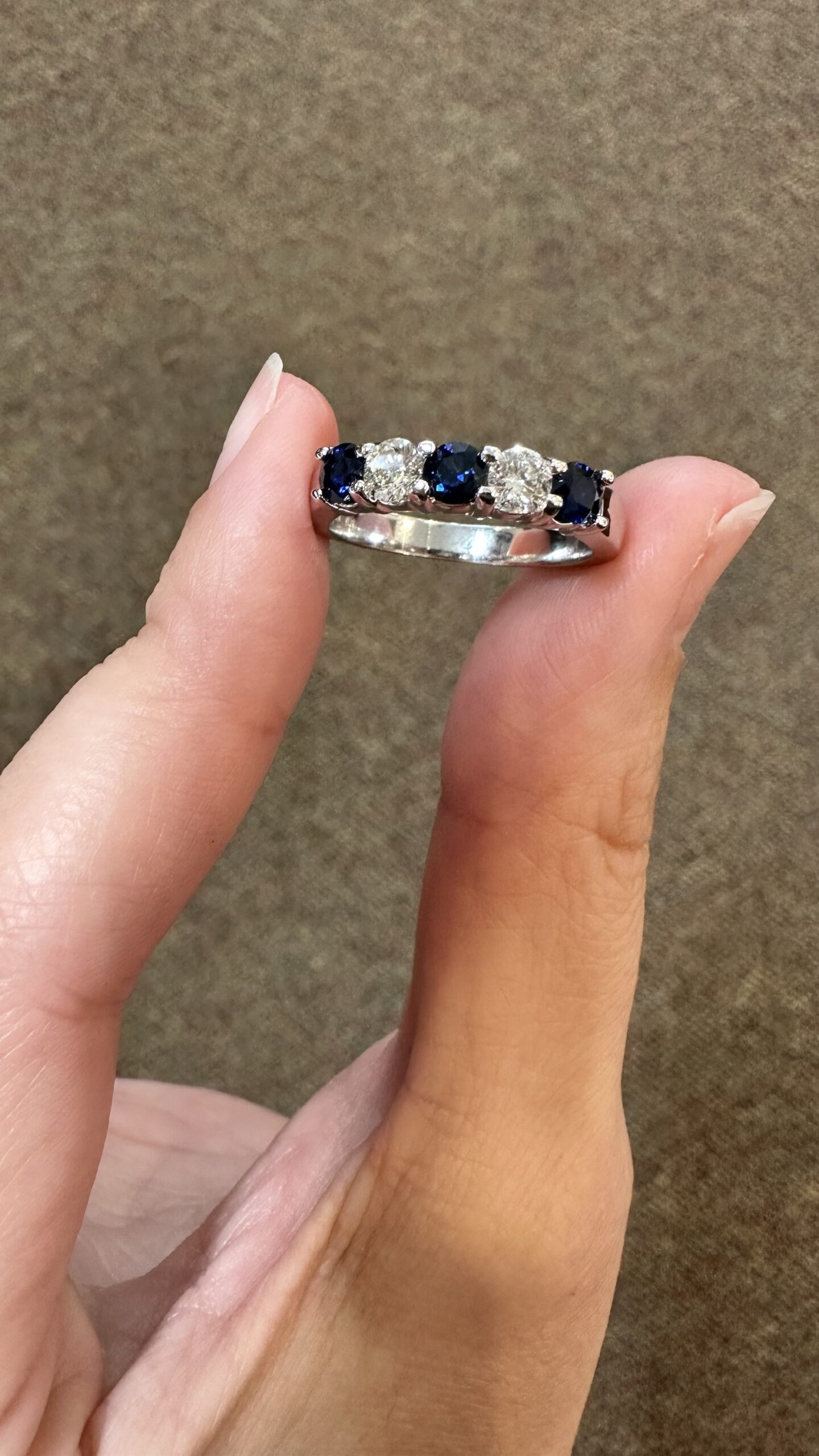 14k White Gold Genuine .68 Cttw Sapphire & .45 Cttw Genuine Round Brilliant Cut Diamond Band - Image 38