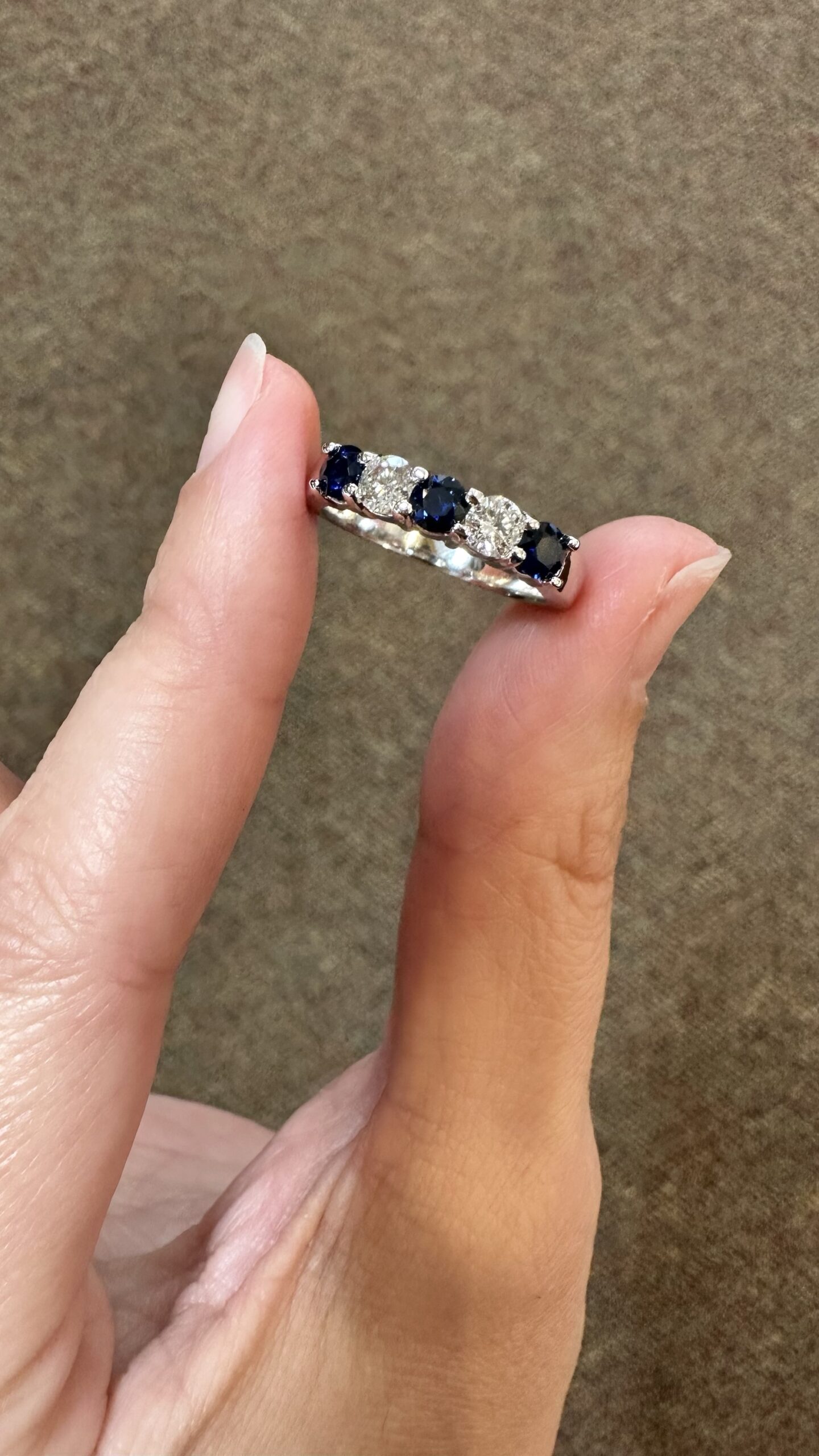 14k White Gold Genuine .68 Cttw Sapphire & .45 Cttw Genuine Round Brilliant Cut Diamond Band - Image 37