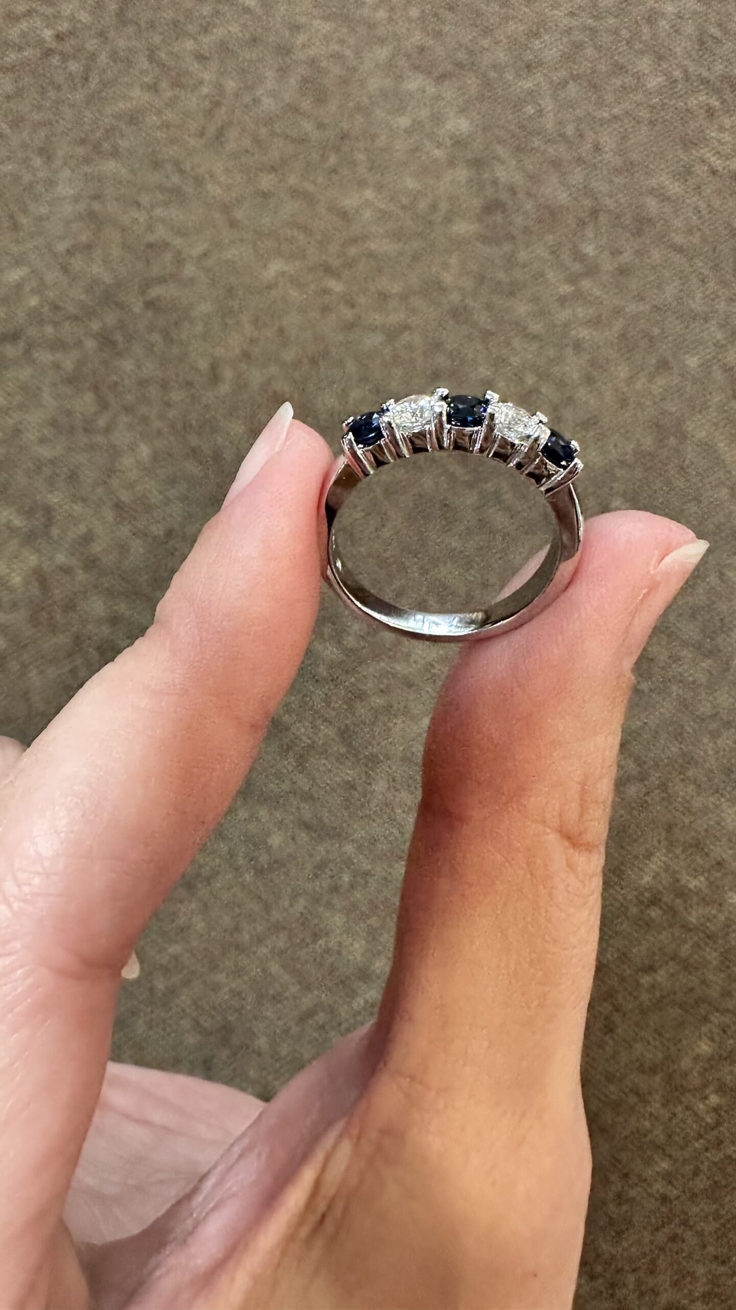 14k White Gold Genuine .68 Cttw Sapphire & .45 Cttw Genuine Round Brilliant Cut Diamond Band - Image 36