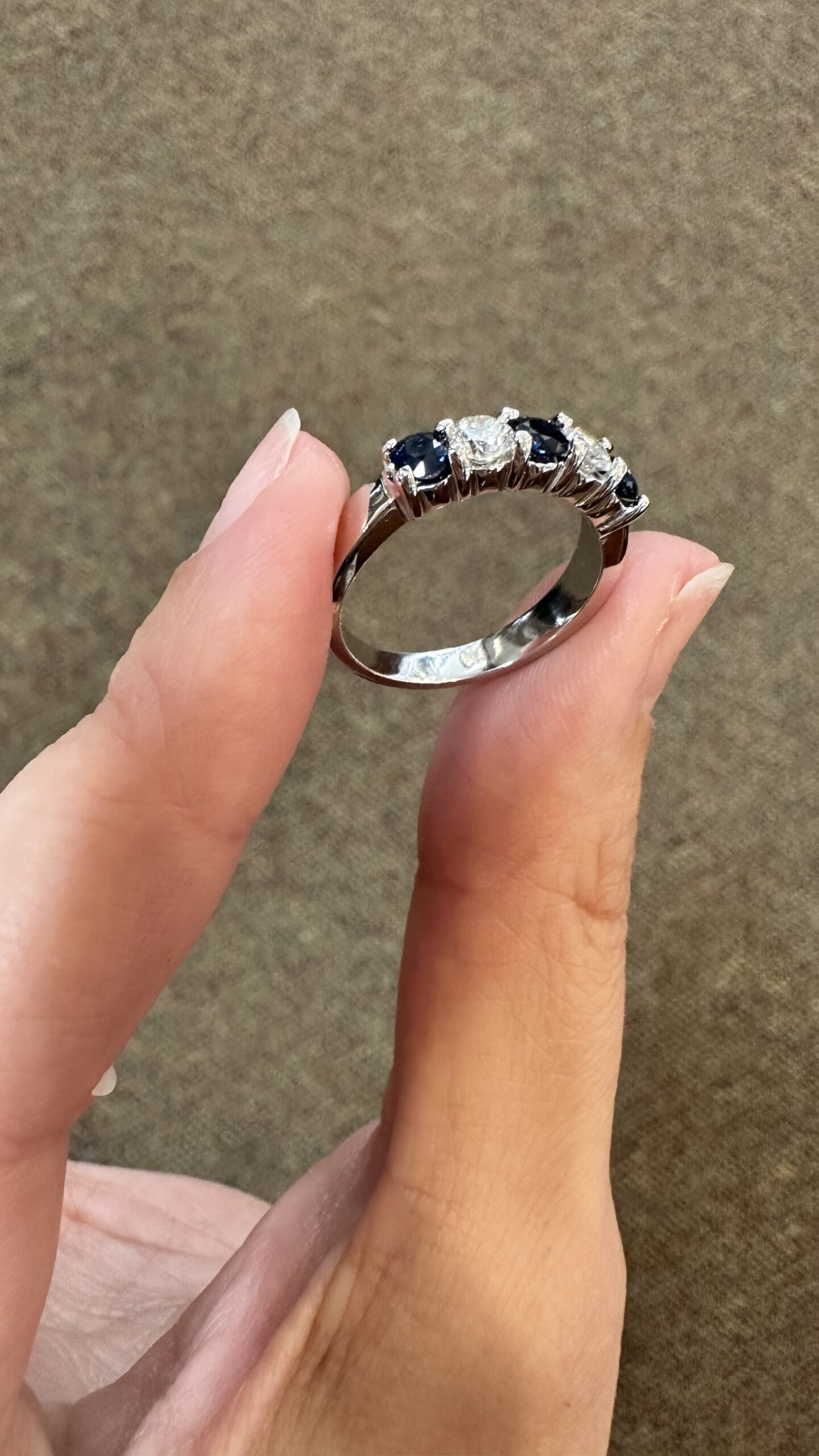 14k White Gold Genuine .68 Cttw Sapphire & .45 Cttw Genuine Round Brilliant Cut Diamond Band - Image 35