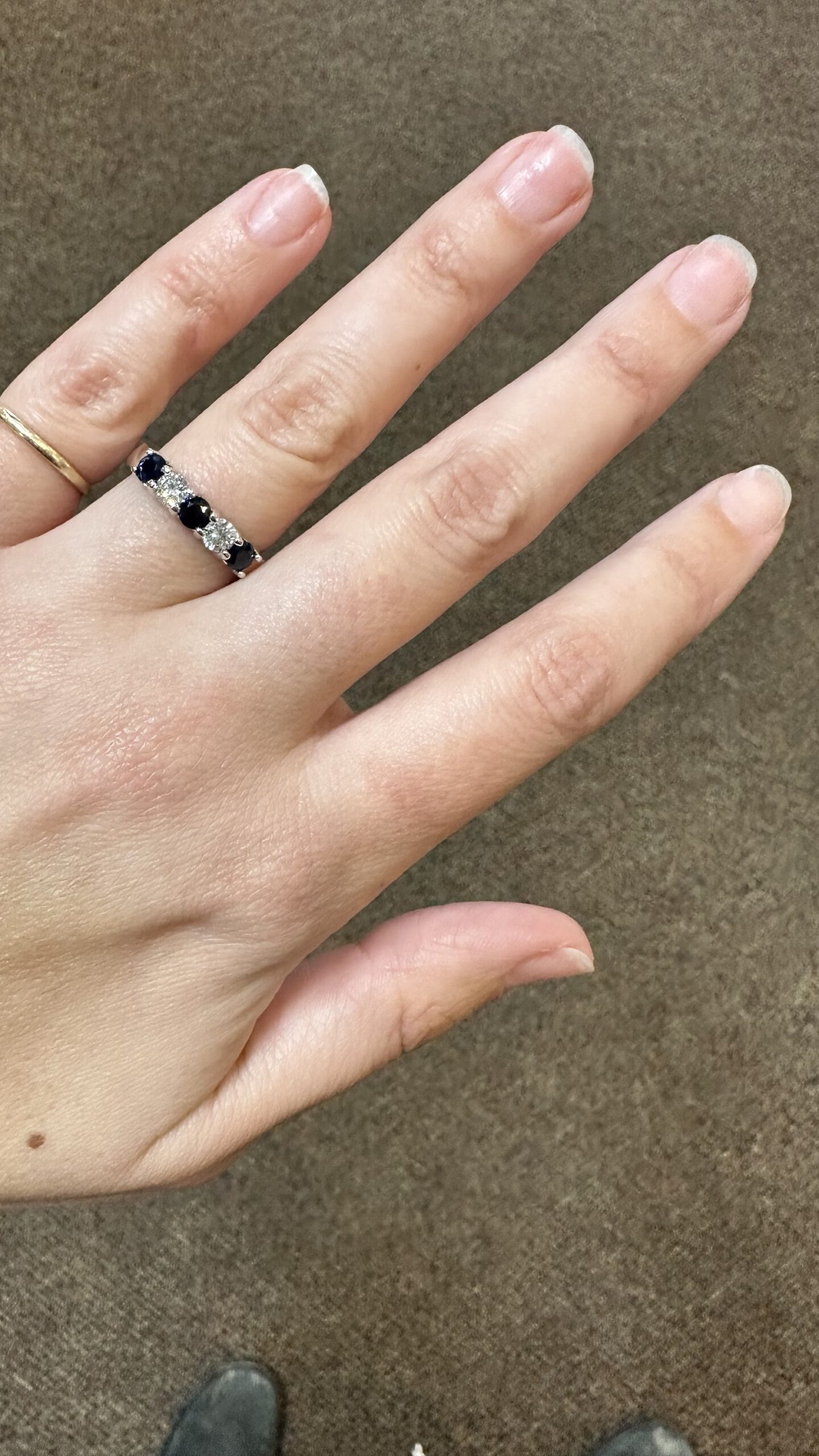 14k White Gold Genuine .68 Cttw Sapphire & .45 Cttw Genuine Round Brilliant Cut Diamond Band - Image 33