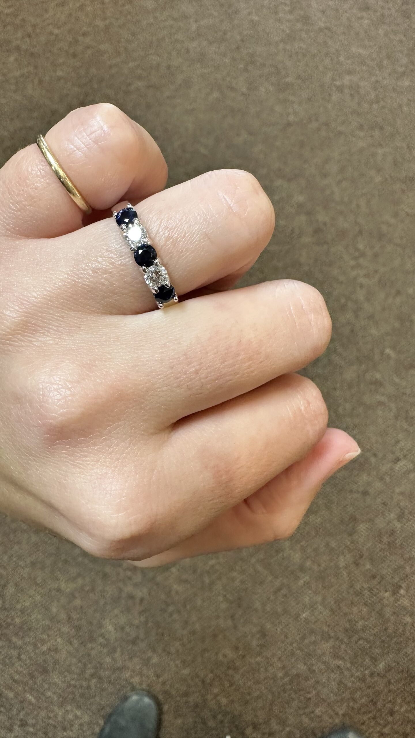 14k White Gold Genuine .68 Cttw Sapphire & .45 Cttw Genuine Round Brilliant Cut Diamond Band - Image 32