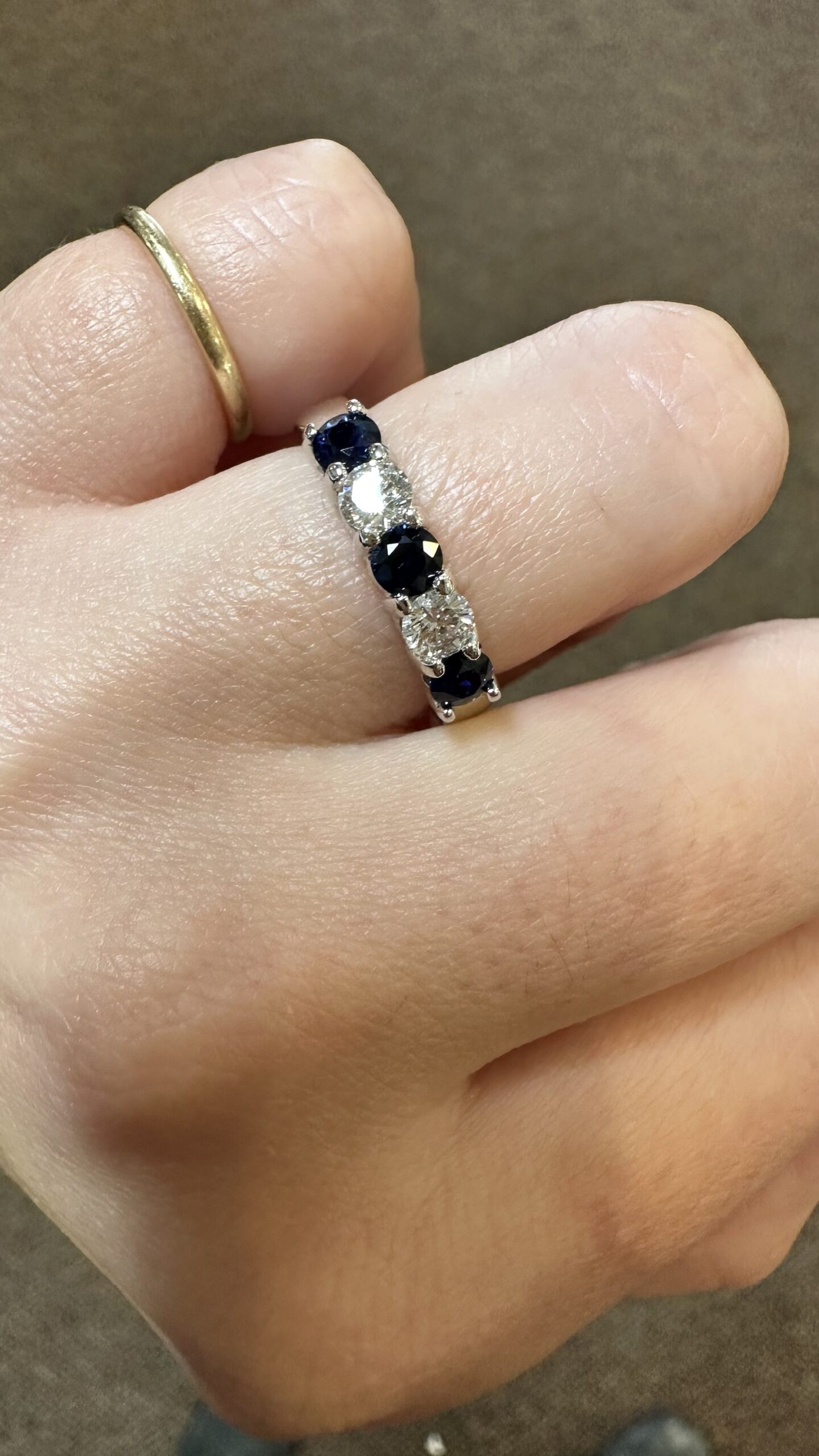 14k White Gold Genuine .68 Cttw Sapphire & .45 Cttw Genuine Round Brilliant Cut Diamond Band - Image 31