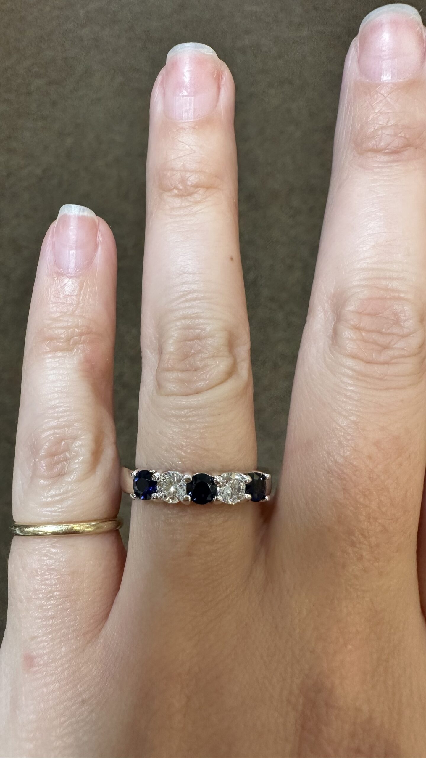 14k White Gold Genuine .68 Cttw Sapphire & .45 Cttw Genuine Round Brilliant Cut Diamond Band - Image 29