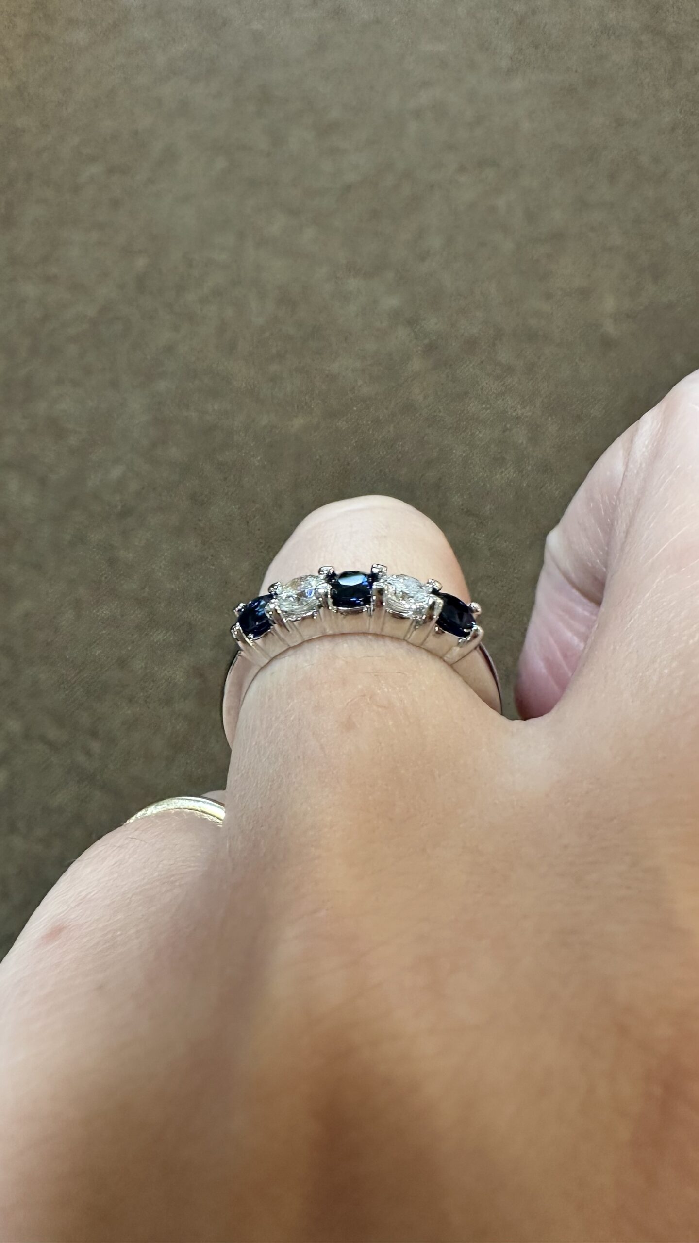 14k White Gold Genuine .68 Cttw Sapphire & .45 Cttw Genuine Round Brilliant Cut Diamond Band - Image 28