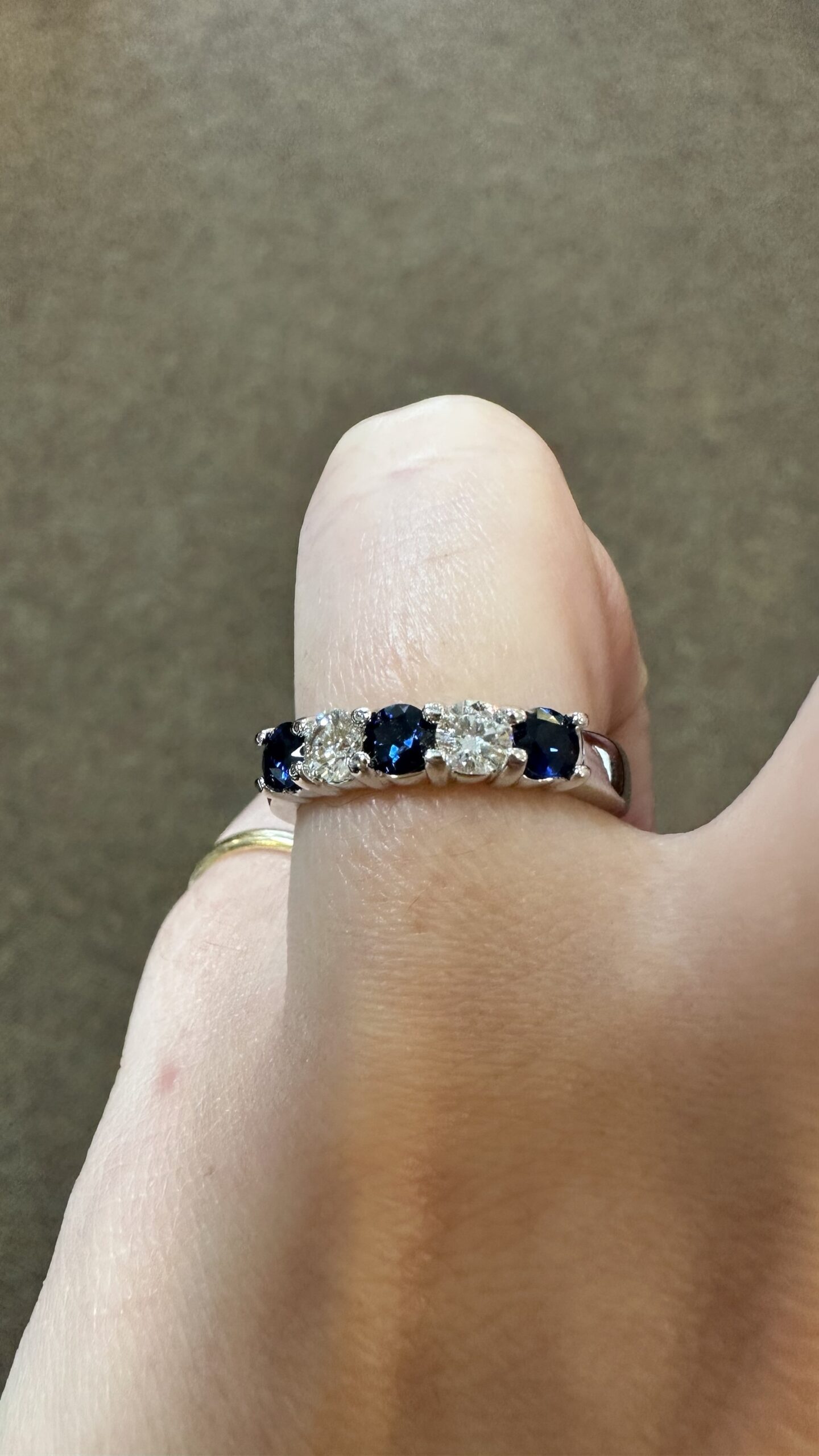 14k White Gold Genuine .68 Cttw Sapphire & .45 Cttw Genuine Round Brilliant Cut Diamond Band - Image 27