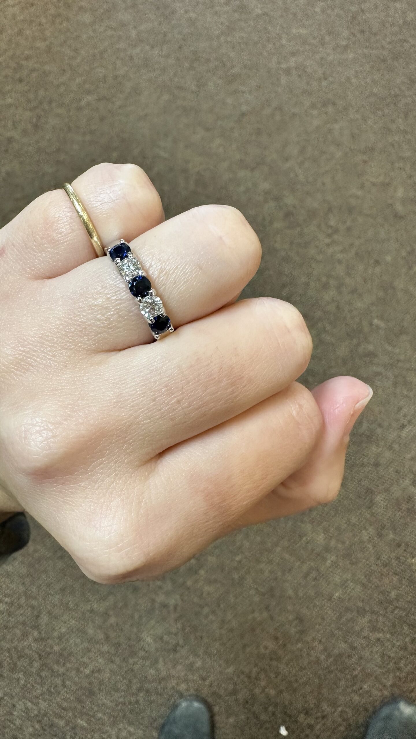 14k White Gold Genuine .68 Cttw Sapphire & .45 Cttw Genuine Round Brilliant Cut Diamond Band - Image 23