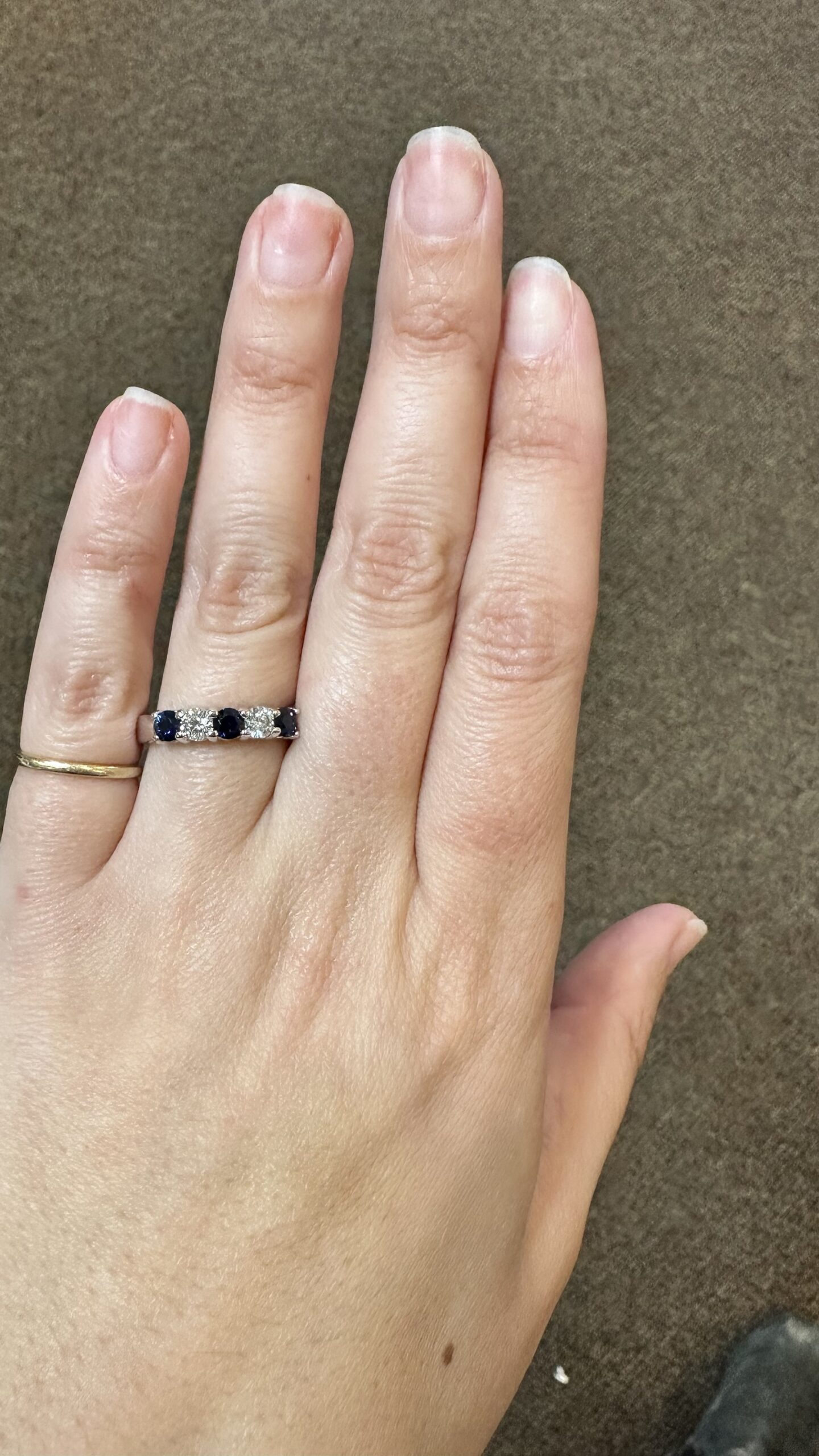 14k White Gold Genuine .68 Cttw Sapphire & .45 Cttw Genuine Round Brilliant Cut Diamond Band - Image 21