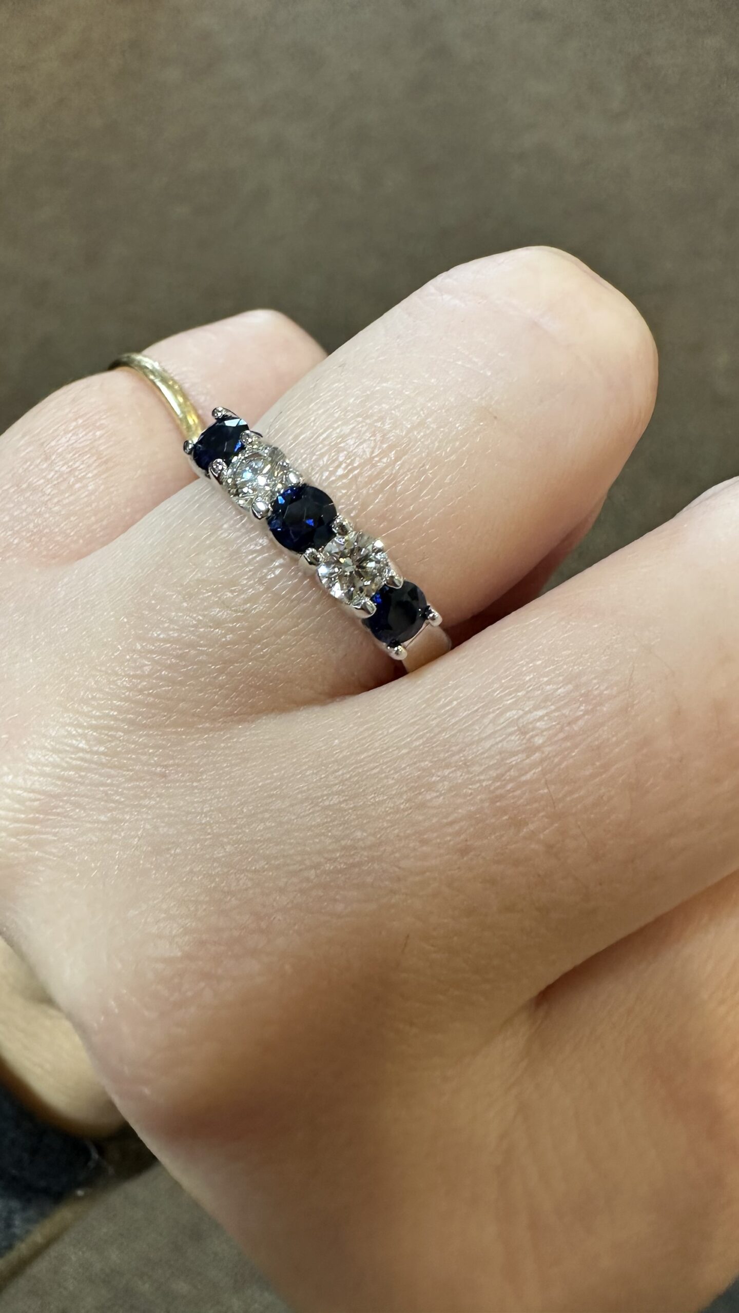 14k White Gold Genuine .68 Cttw Sapphire & .45 Cttw Genuine Round Brilliant Cut Diamond Band - Image 17