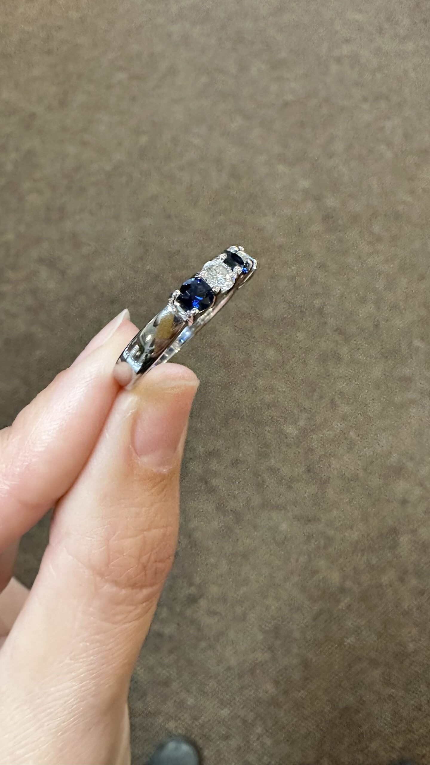 14k White Gold Genuine .68 Cttw Sapphire & .45 Cttw Genuine Round Brilliant Cut Diamond Band - Image 16