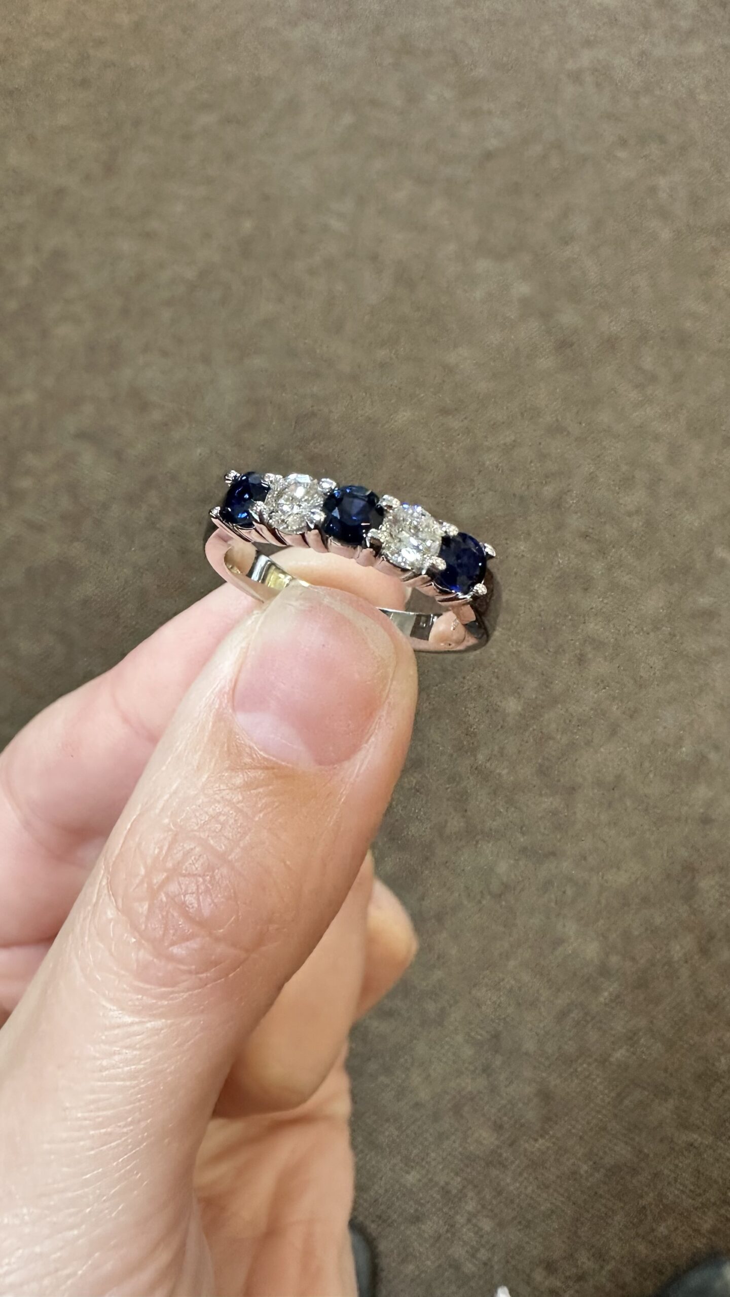 14k White Gold Genuine .68 Cttw Sapphire & .45 Cttw Genuine Round Brilliant Cut Diamond Band - Image 15