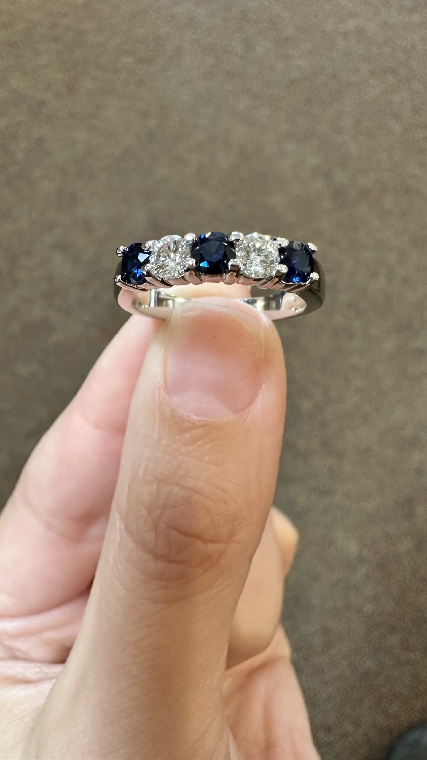 14k White Gold Genuine .68 Cttw Sapphire & .45 Cttw Genuine Round Brilliant Cut Diamond Band - Image 12