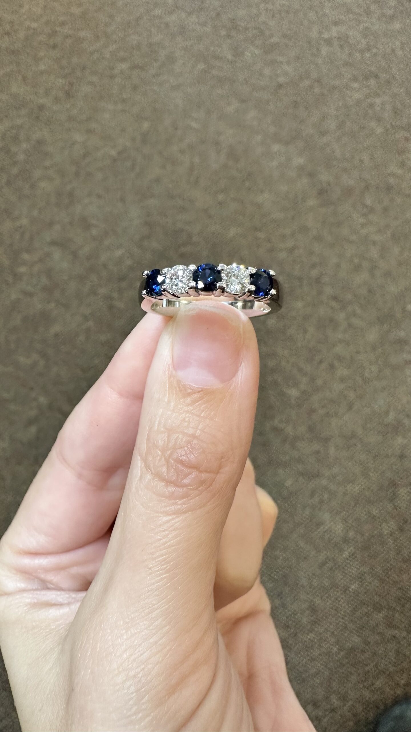 14k White Gold Genuine .68 Cttw Sapphire & .45 Cttw Genuine Round Brilliant Cut Diamond Band - Image 8