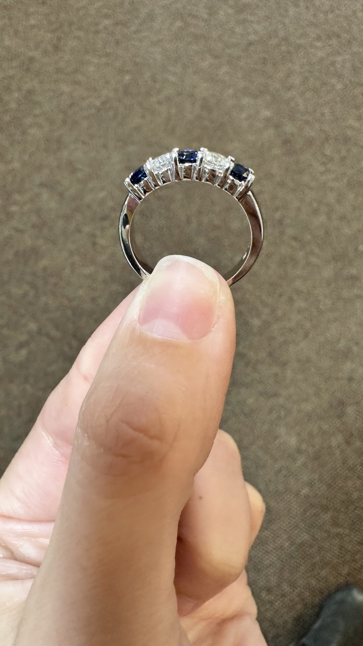 14k White Gold Genuine .68 Cttw Sapphire & .45 Cttw Genuine Round Brilliant Cut Diamond Band - Image 4