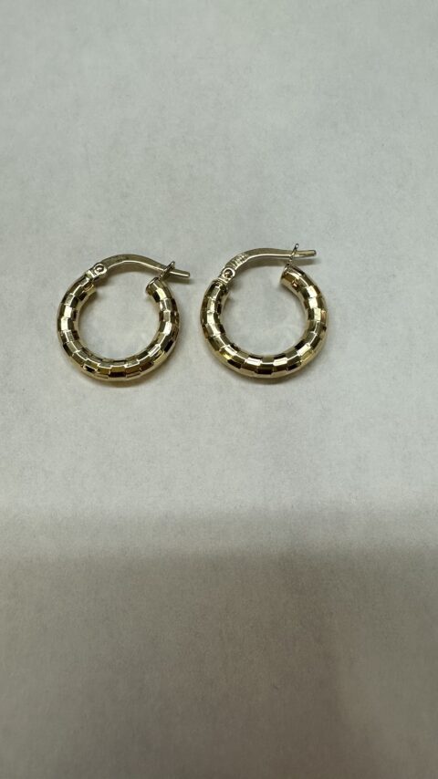 18k Yellow Gold Small Hammered Hoop Earrings