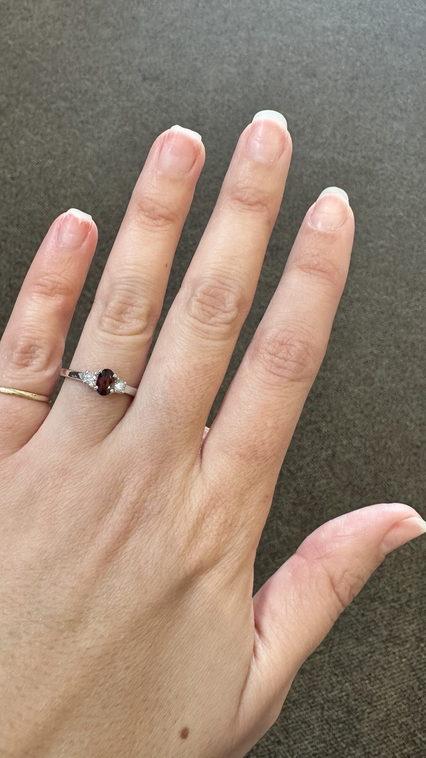 14k White Gold Genuine .60 Cttw Garnet & Diamond 3 Stone Ring - Image 10