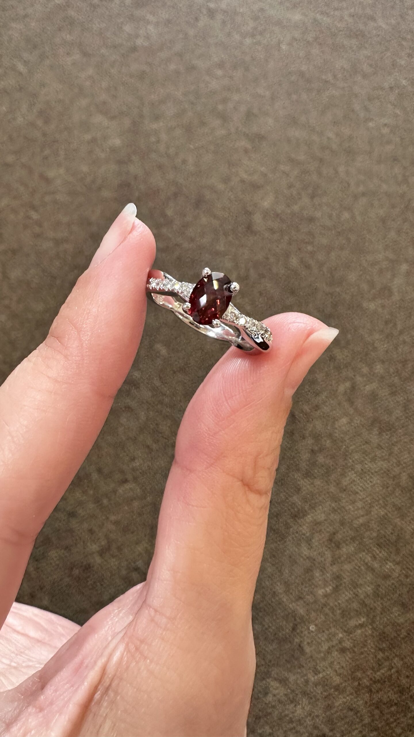 14k White Gold Genuine .98 Cttw Garnet & Diamond Braided Band Ring - Image 3