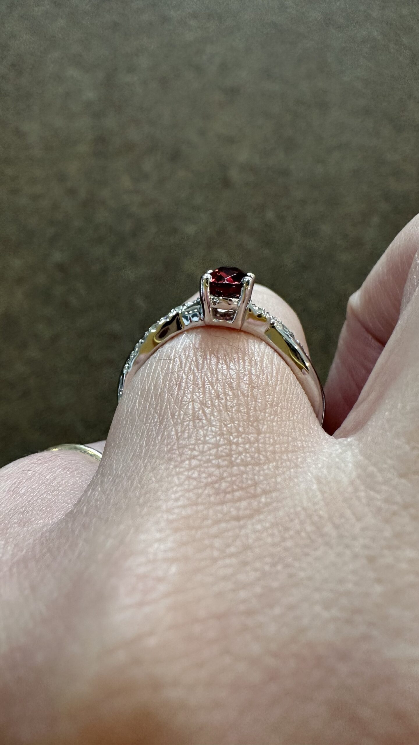 14k White Gold Genuine .98 Cttw Garnet & Diamond Braided Band Ring - Image 10