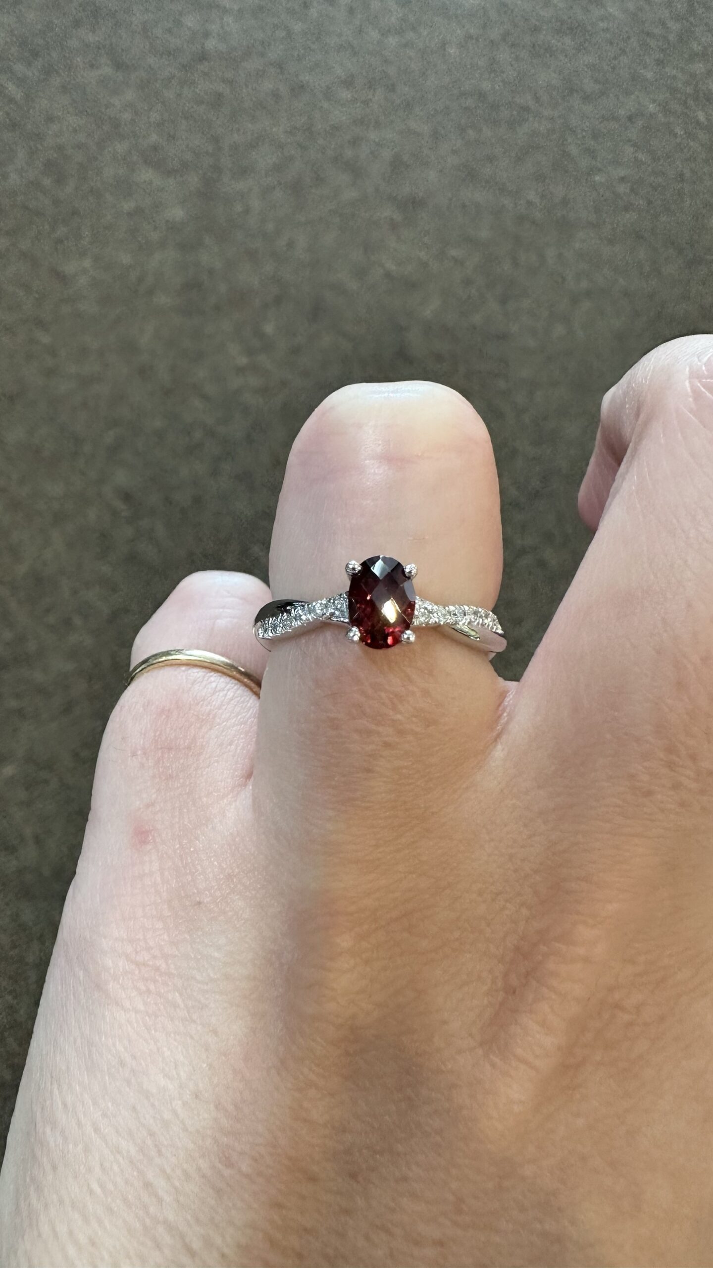 14k White Gold Genuine .98 Cttw Garnet & Diamond Braided Band Ring - Image 11