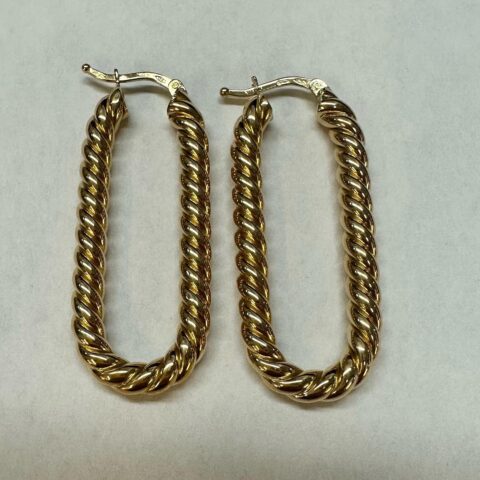 18k Yellow Gold Oval Shaped Braided Hoop Earrings