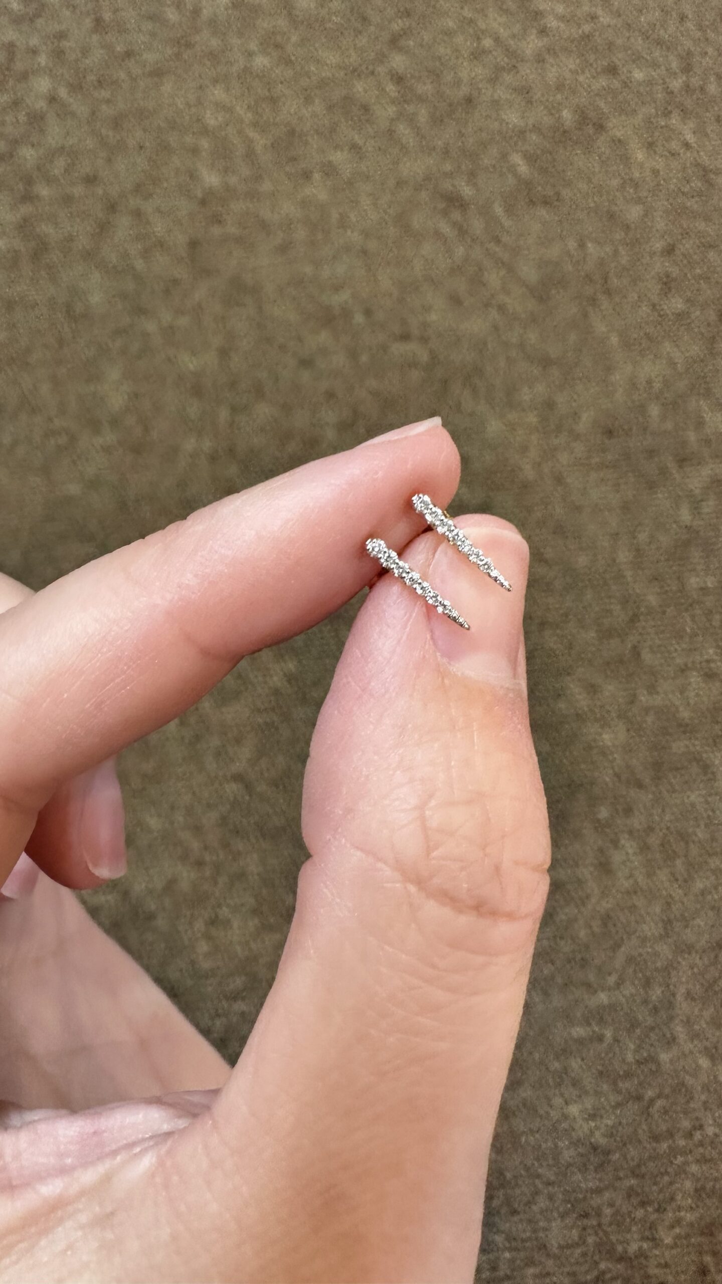 14k Yellow Gold Diamond Dagger Stud Earrings - Image 6