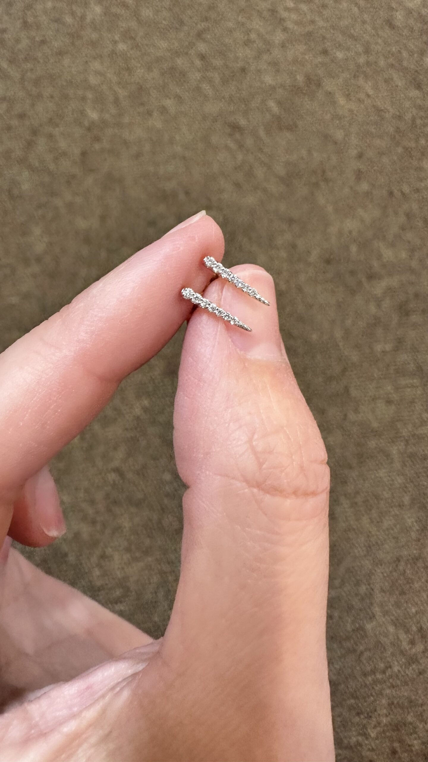 14k Yellow Gold Diamond Dagger Stud Earrings - Image 4