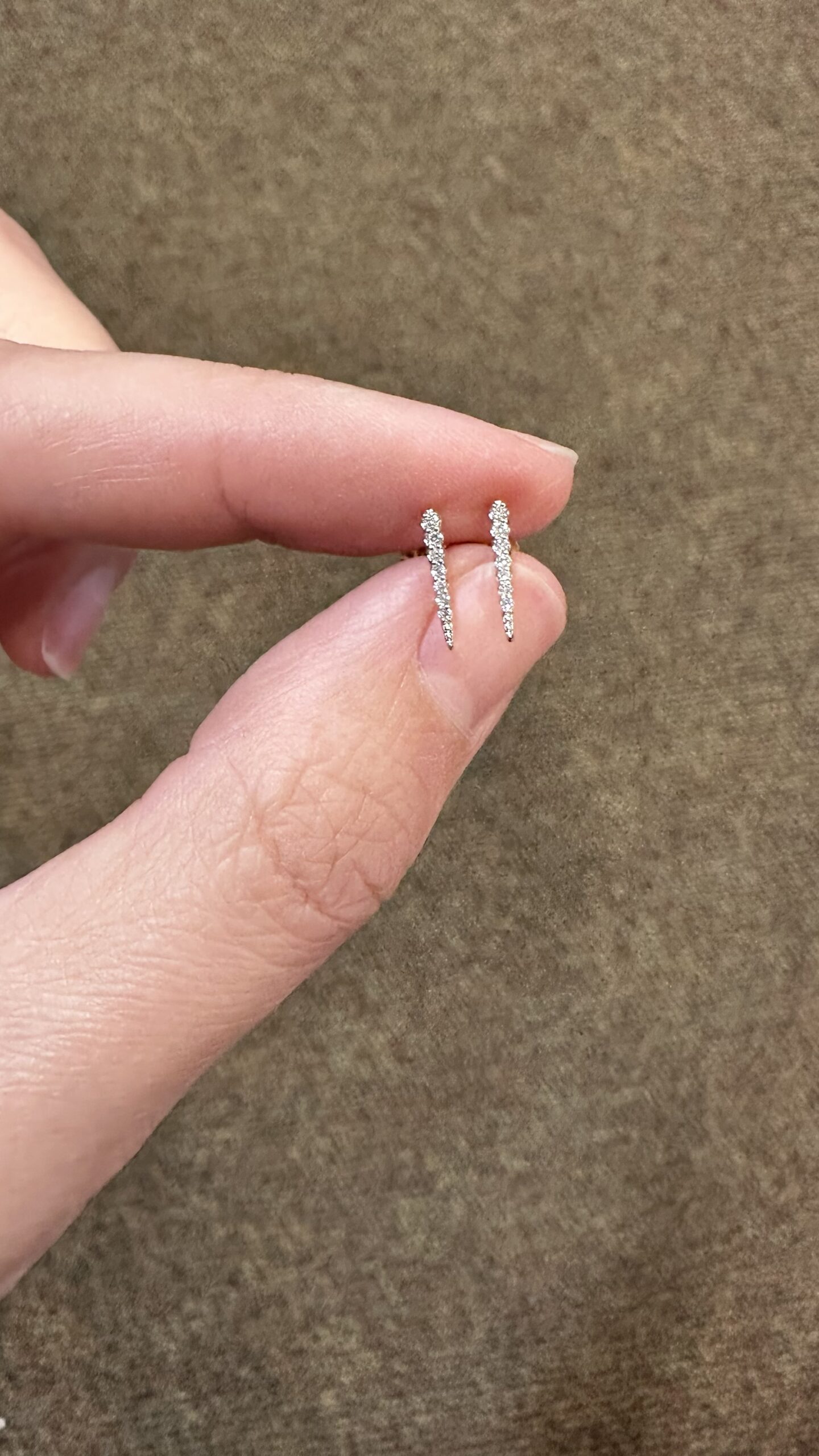 14k Yellow Gold Diamond Dagger Stud Earrings - Image 3