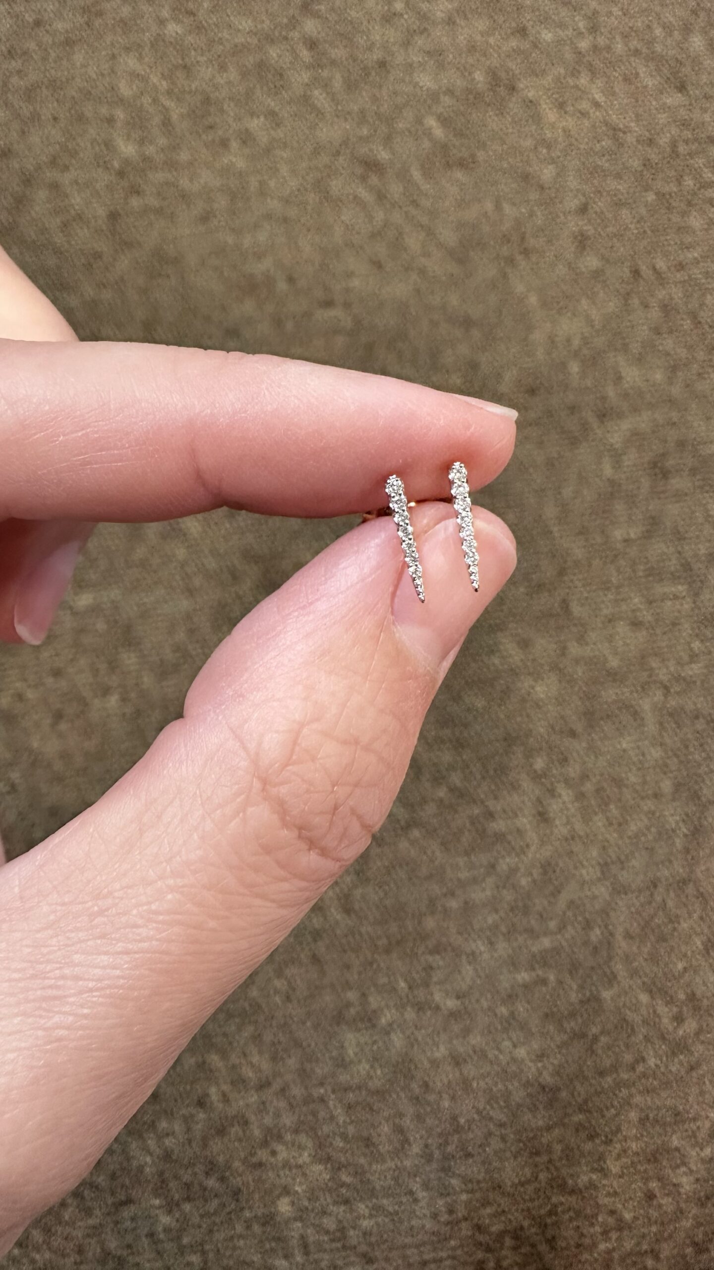 14k Yellow Gold Diamond Dagger Stud Earrings