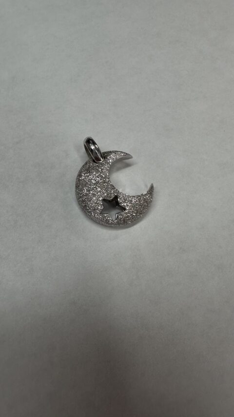 18k White Gold Crescent Moon Pendant