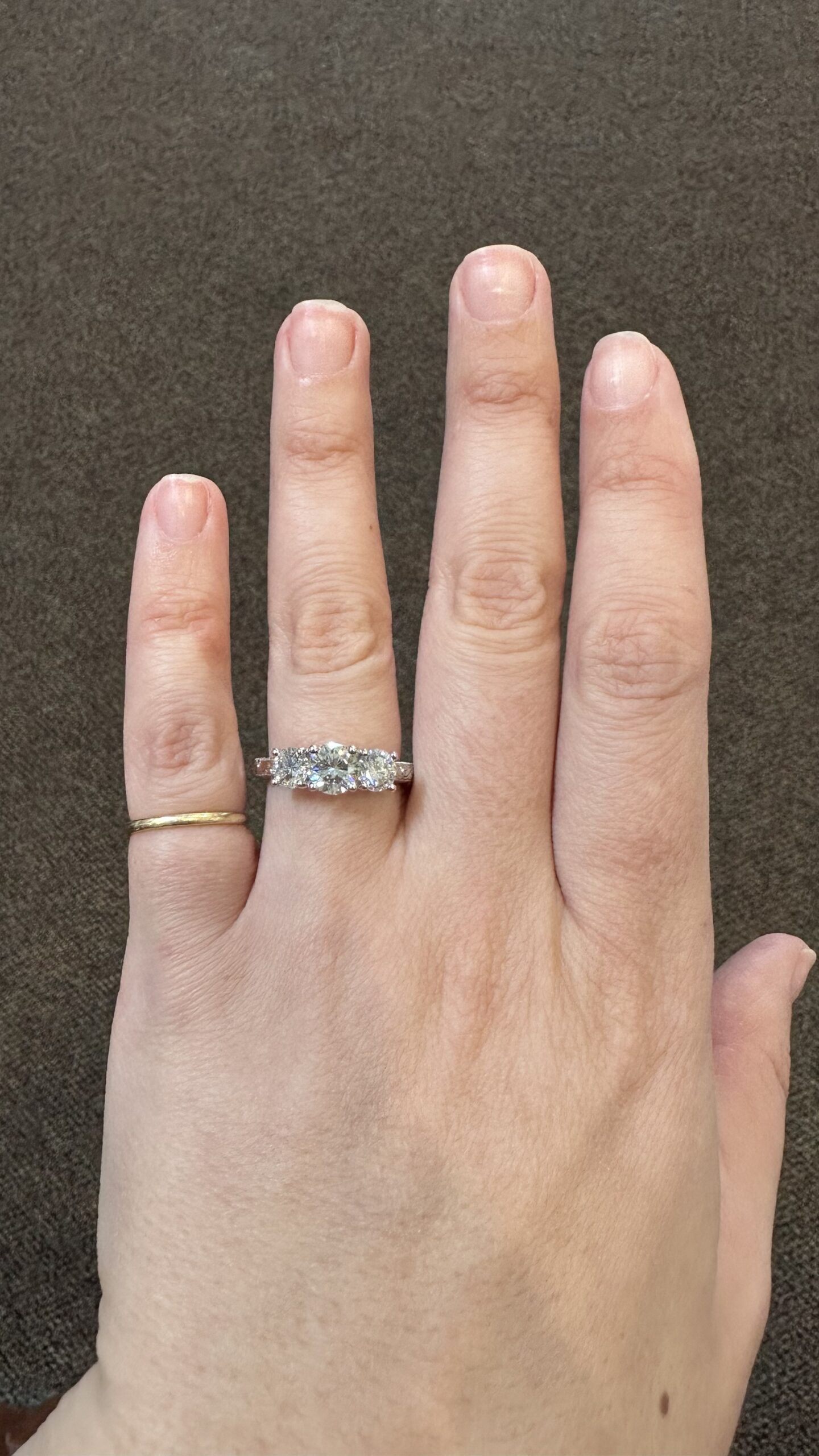 Custom Made Platinum Hand Engraved 1.98 Cttw Round Brilliant Cut Diamond Ring - Image 12