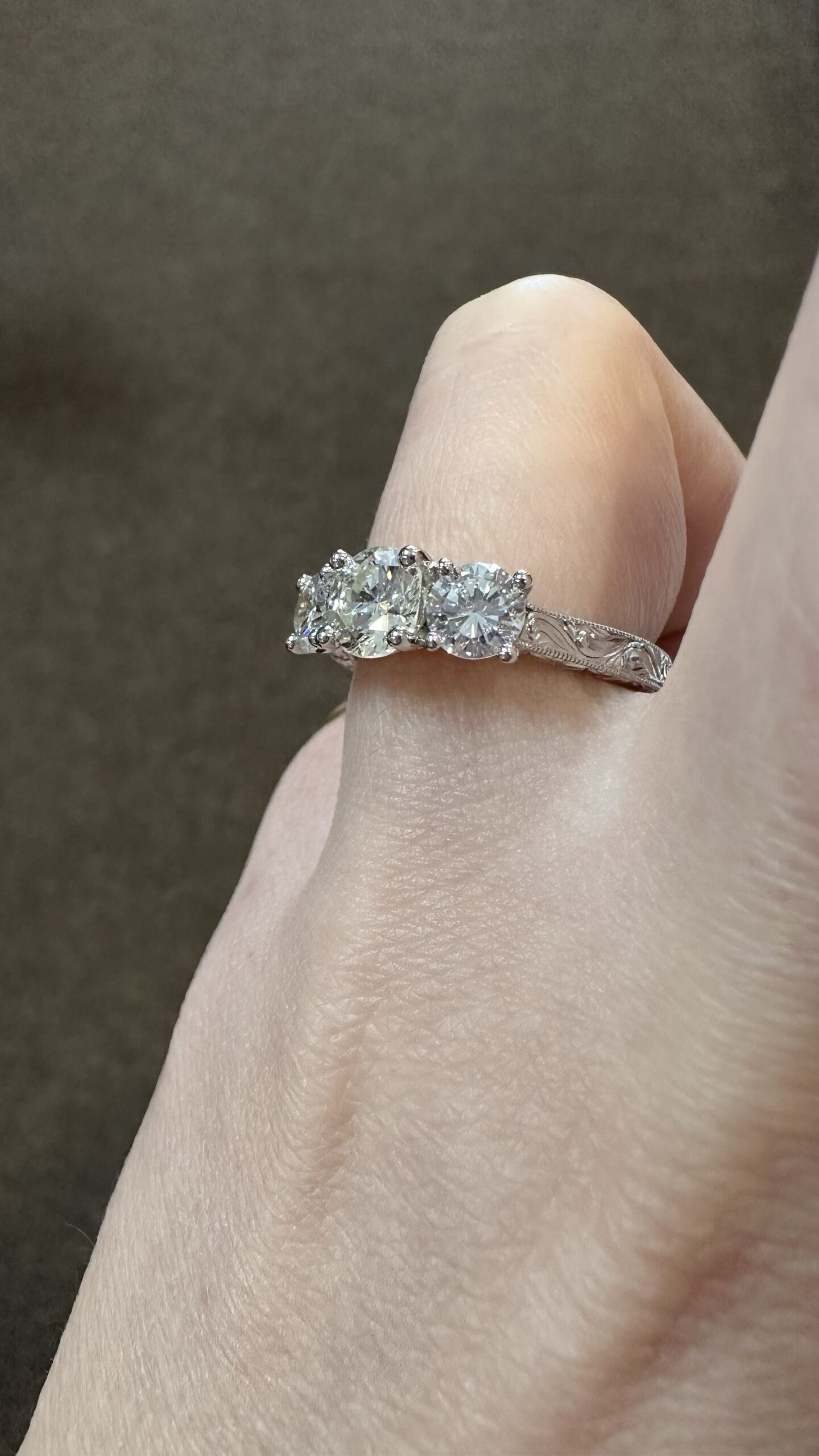 Custom Made Platinum Hand Engraved 1.98 Cttw Round Brilliant Cut Diamond Ring - Image 19