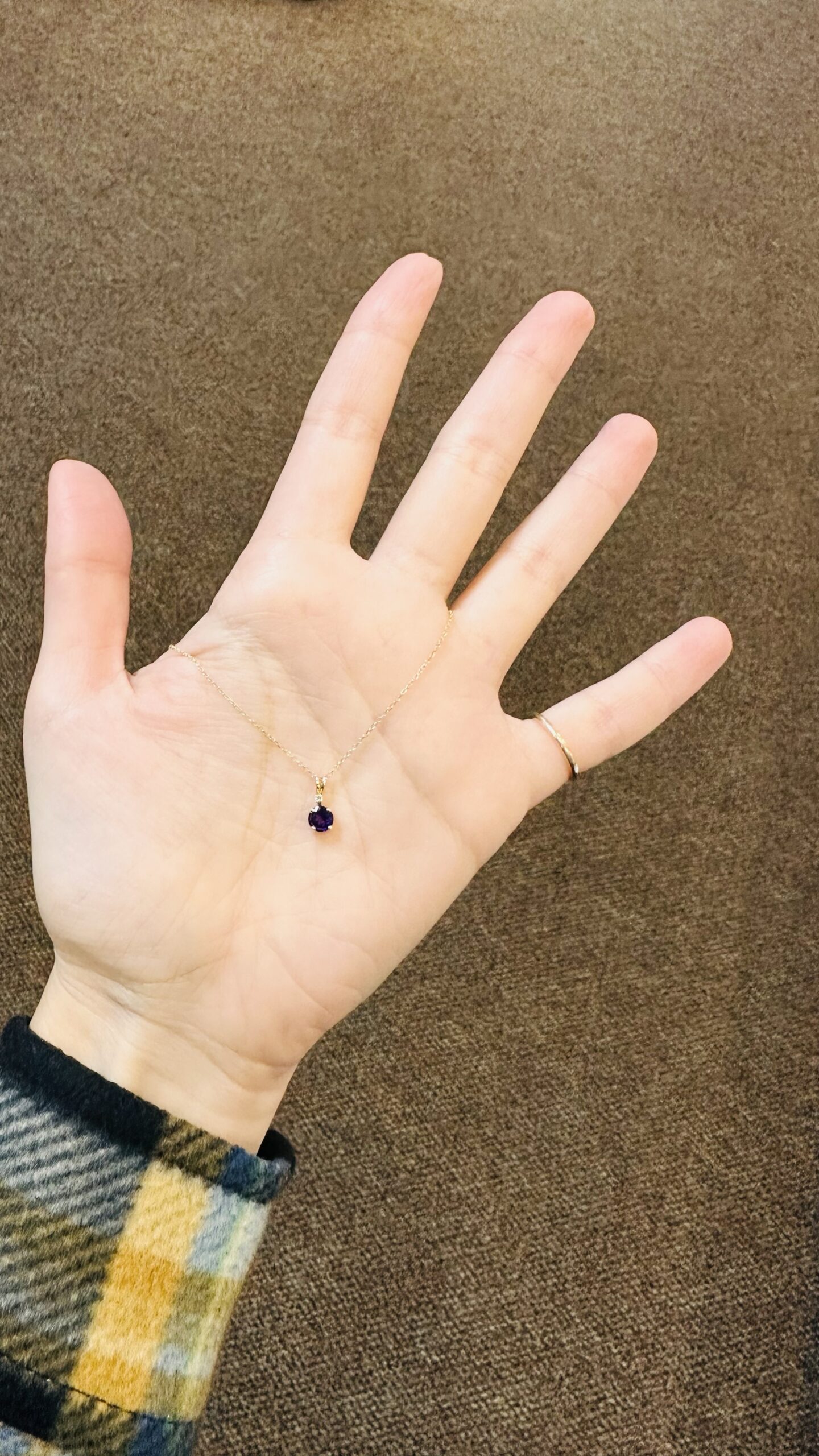 14k Yellow Gold Genuine 5 MM Amethyst & Diamond Pendant - Image 16